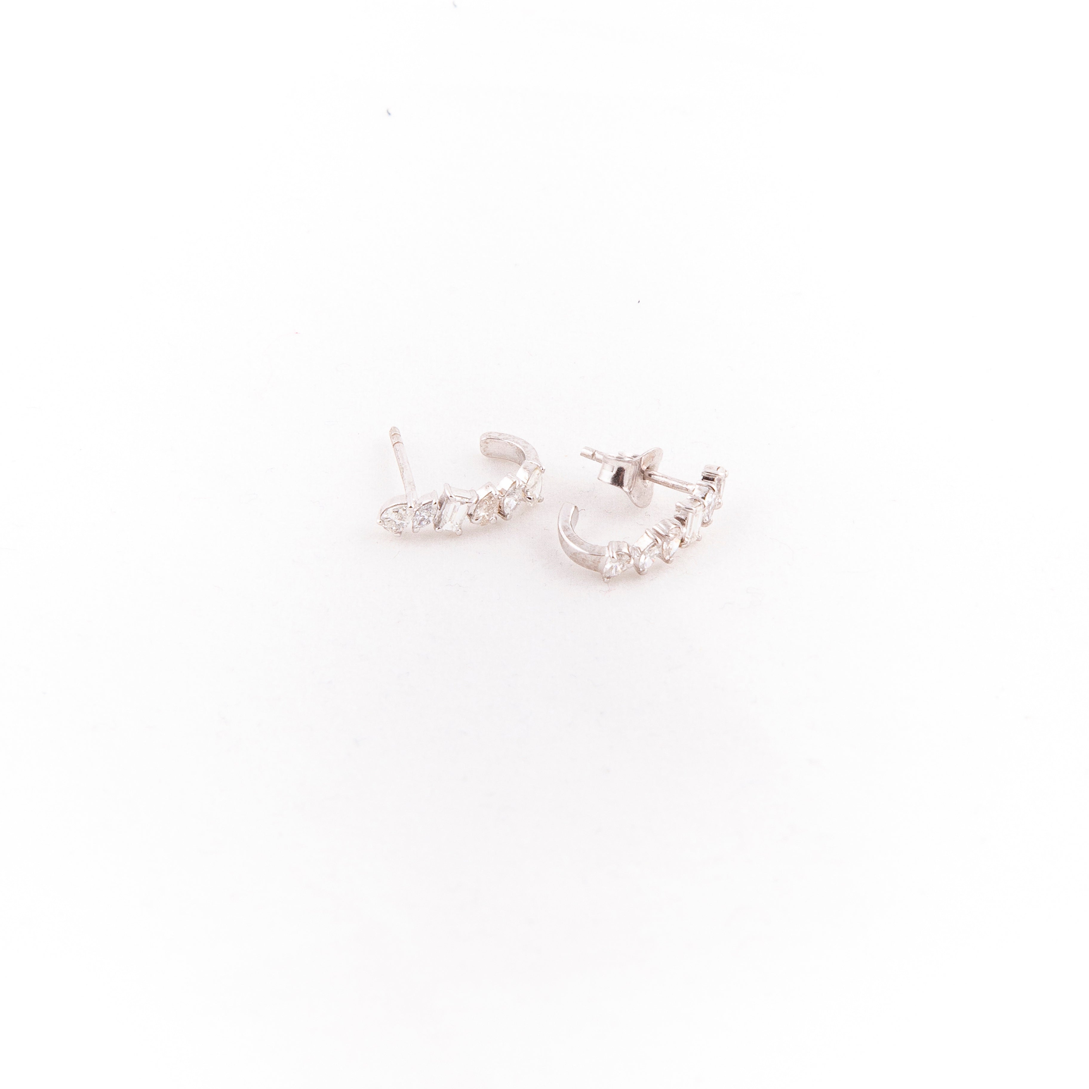 Aretes Hoops / Arracadas Diamante Oro Blanco 14K 0.59 ct.