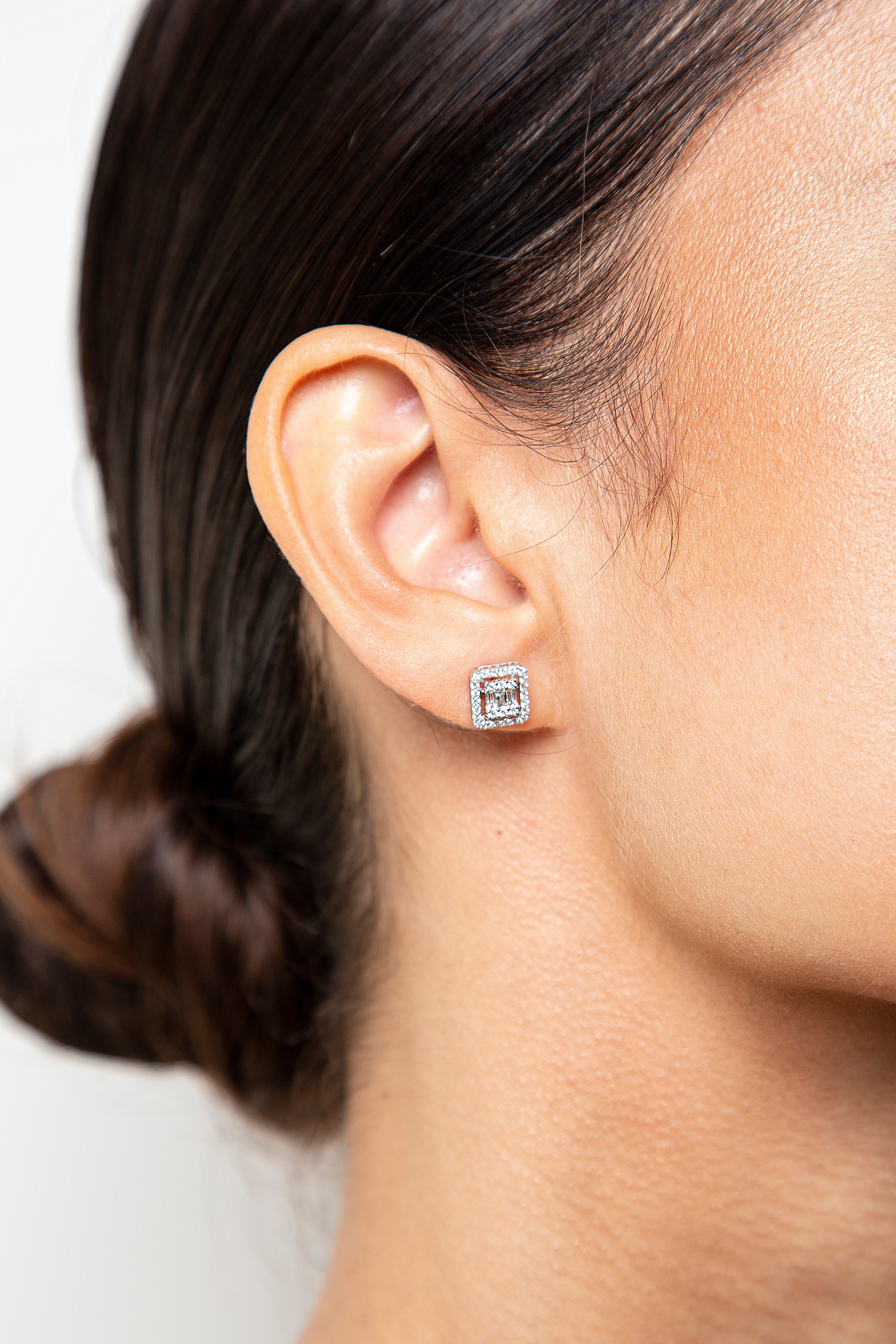 Aretes Studs Diamante Oro Blanco 14K 0.44 ct.