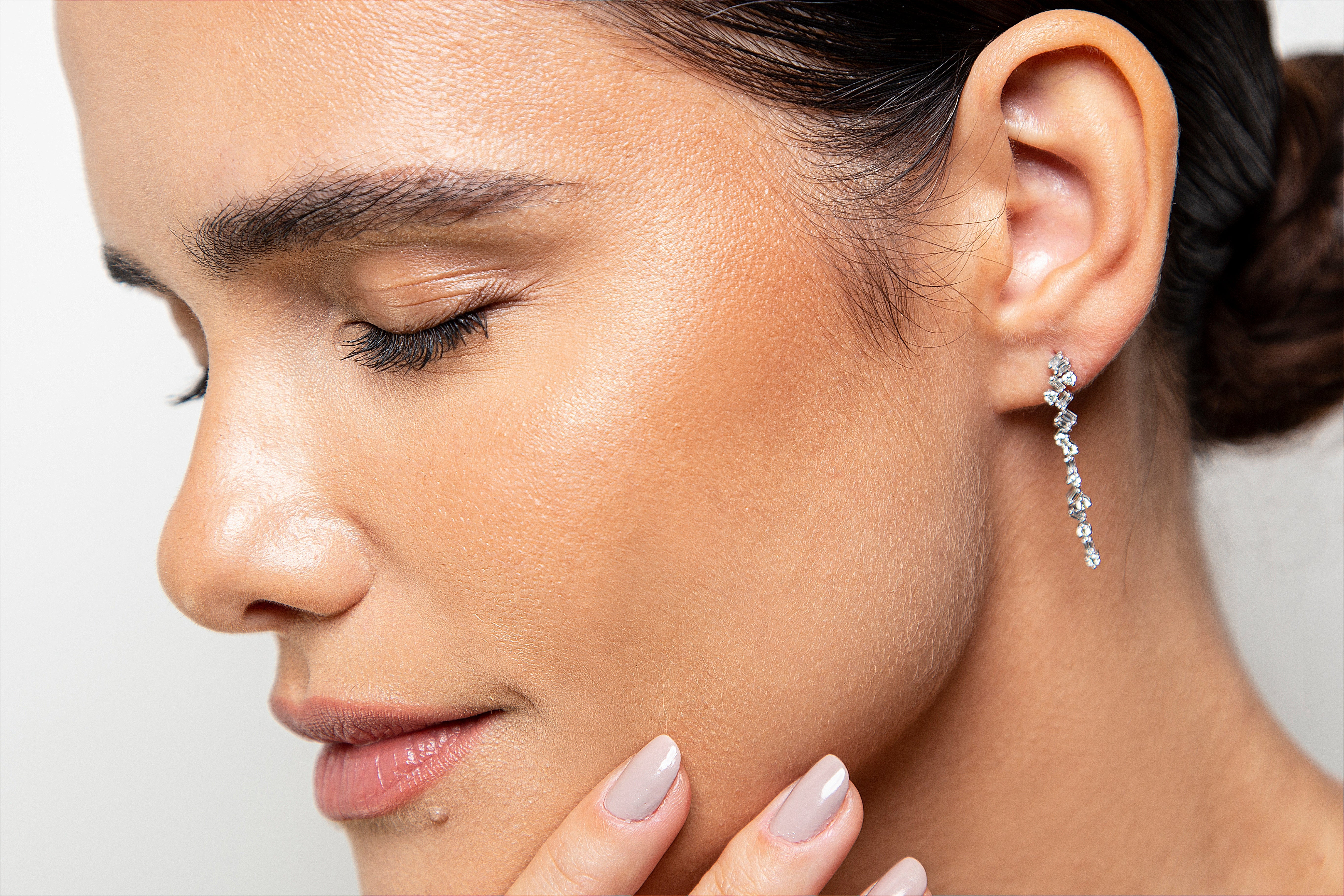 Aretes Largos / Colgantes Diamante Oro Blanco 14K 0.86 ct.