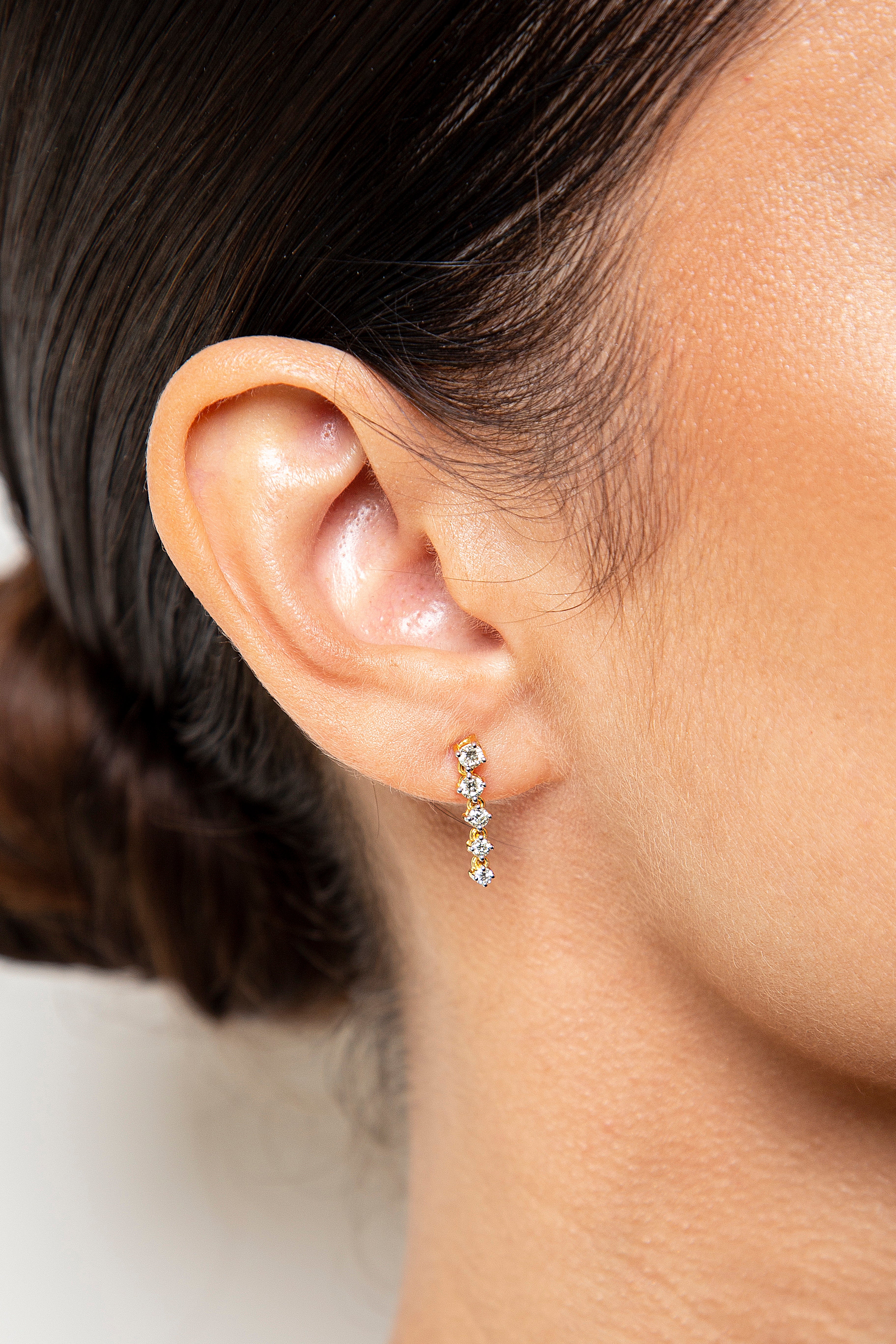 Aretes Largos / Colgantes Diamante Oro Amarillo 14K 0.5 ct.