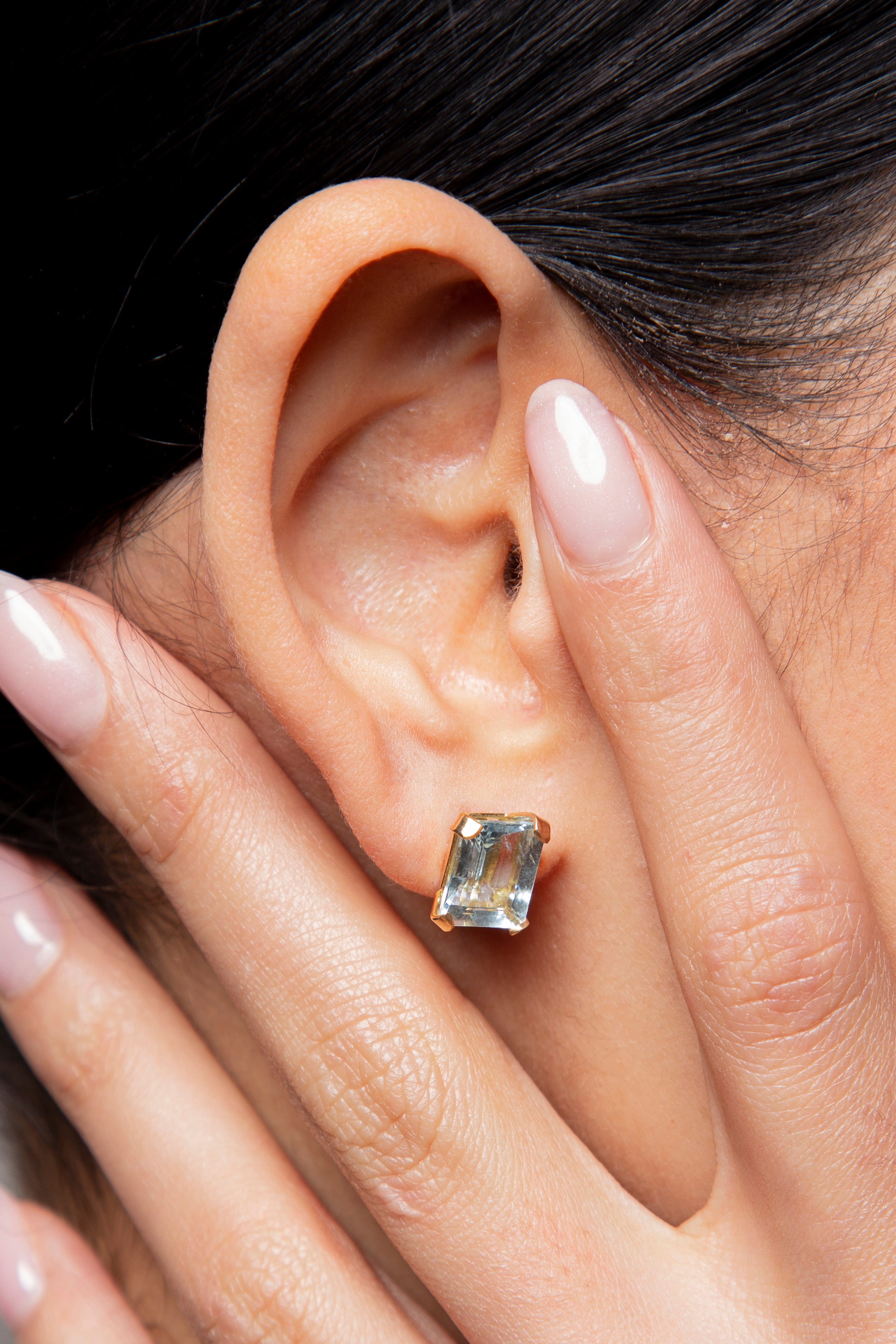 Aretes Solitario Aguamarina Oro Amarillo 14K 5 ct.