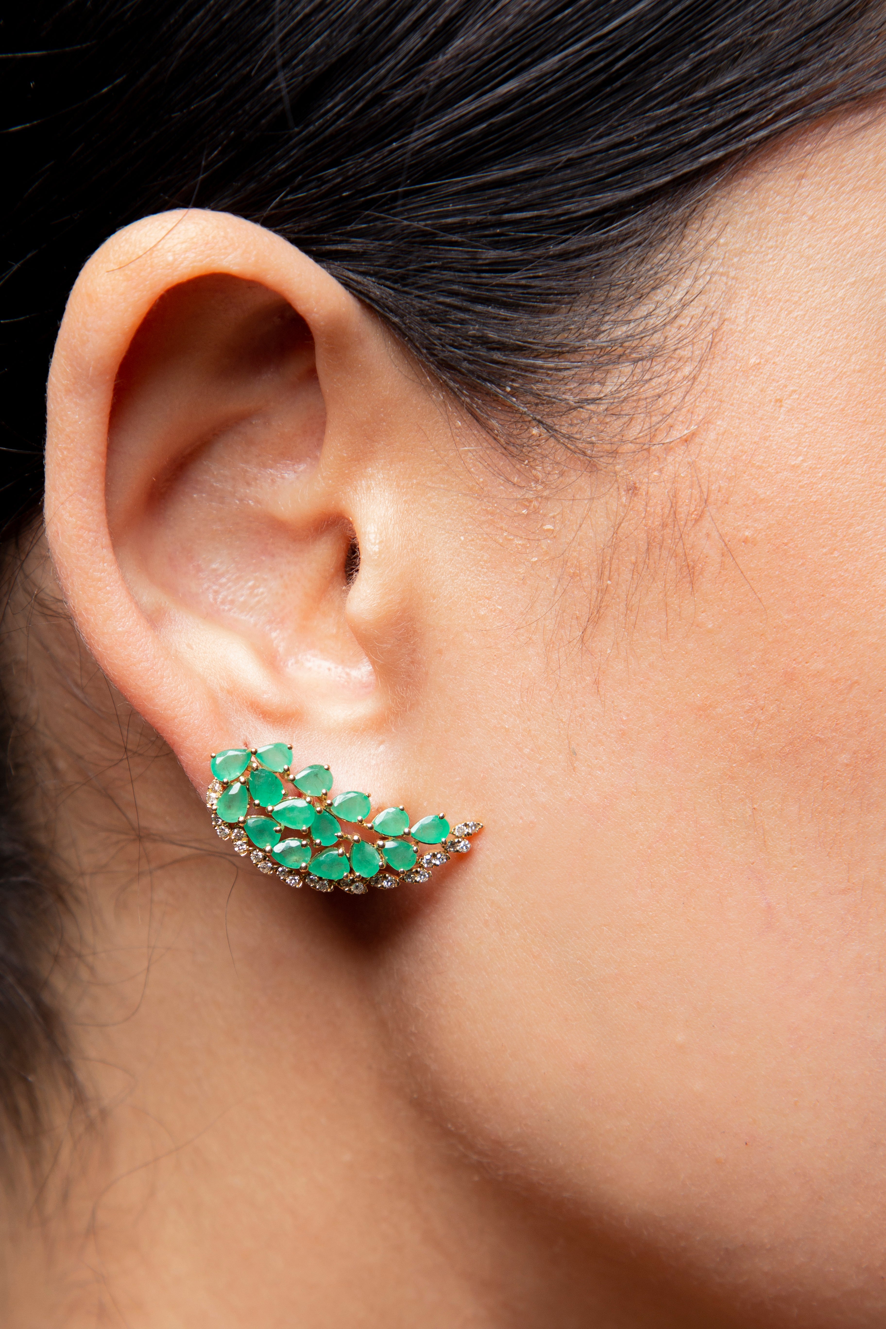 Aretes Diamante Esmeralda Oro Amarillo 14K 4.4 ct.