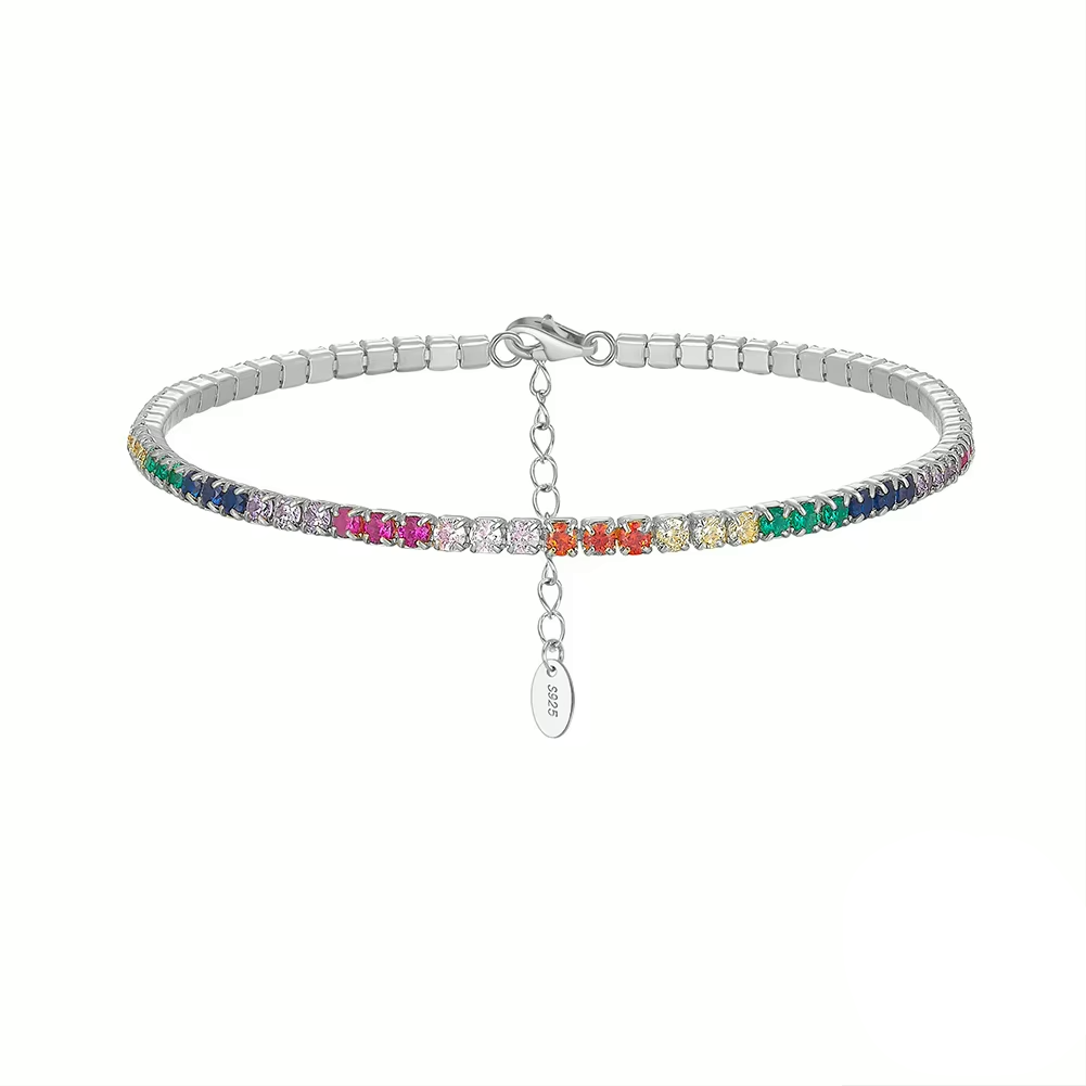 Pulsera Tennis Plata S925 Baño de oro 6.50+2"