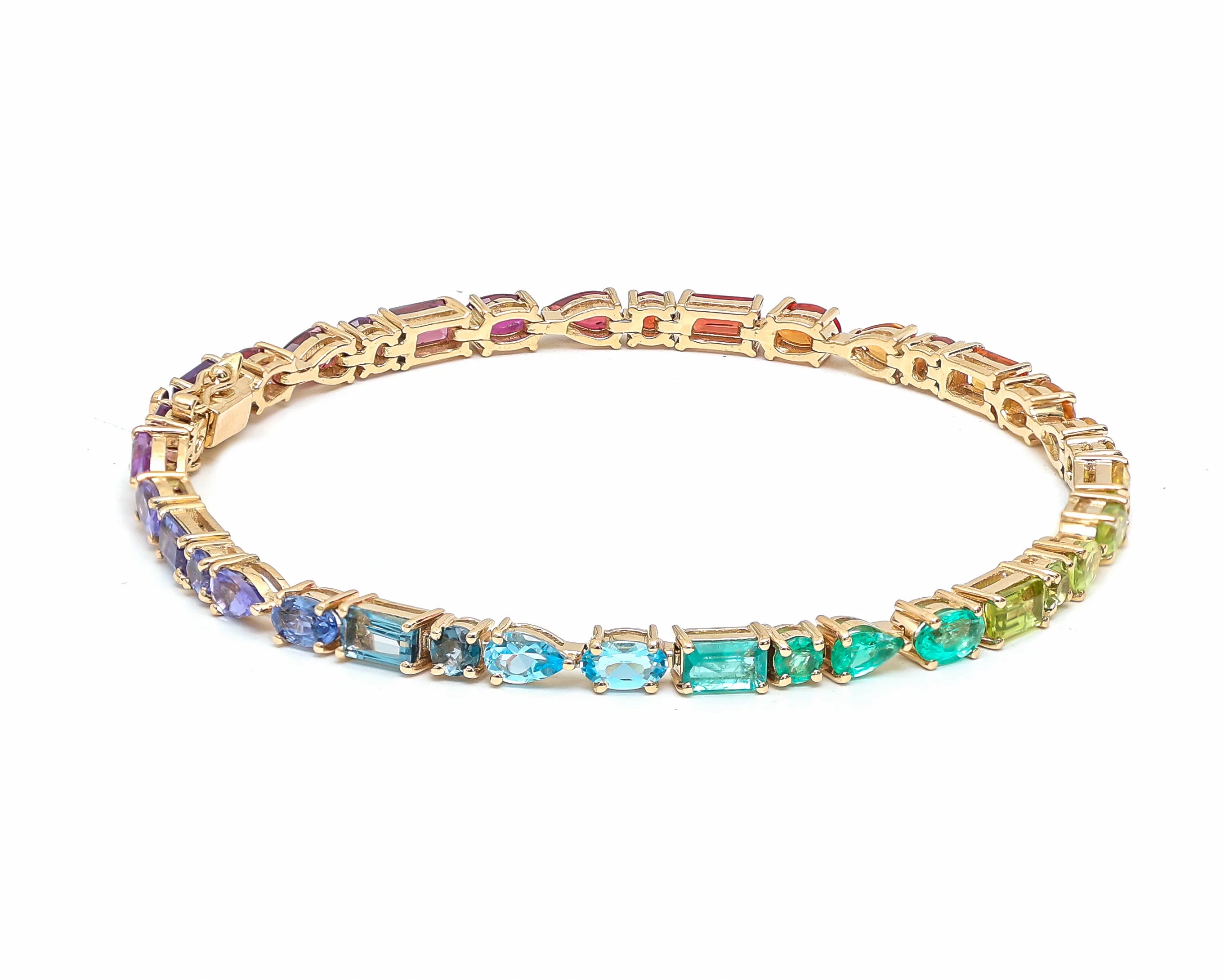 Pulsera Tenis Rainbow multi shape 14k 8.5 cts