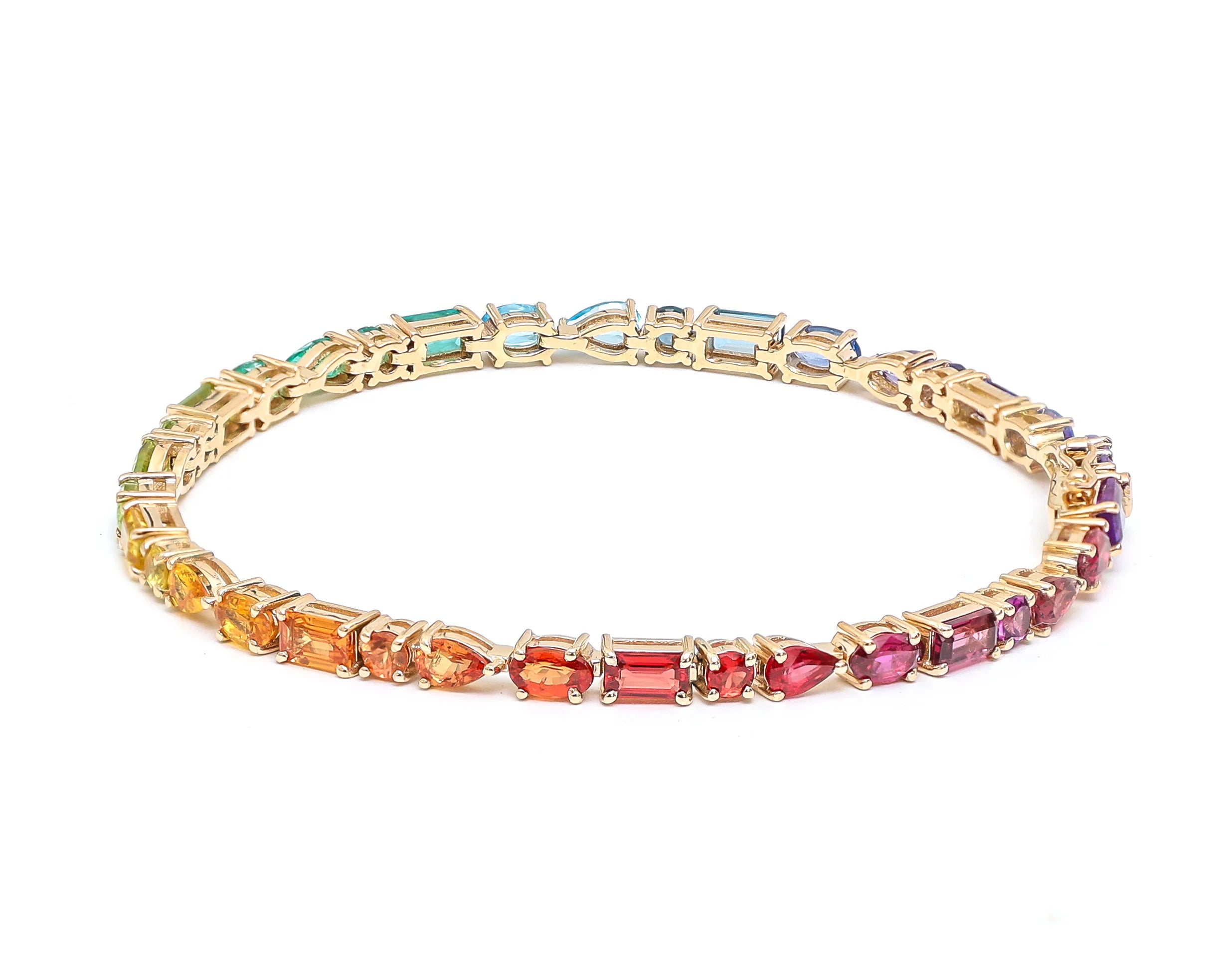 Pulsera Tenis Rainbow multi shape 14k 8.5 cts
