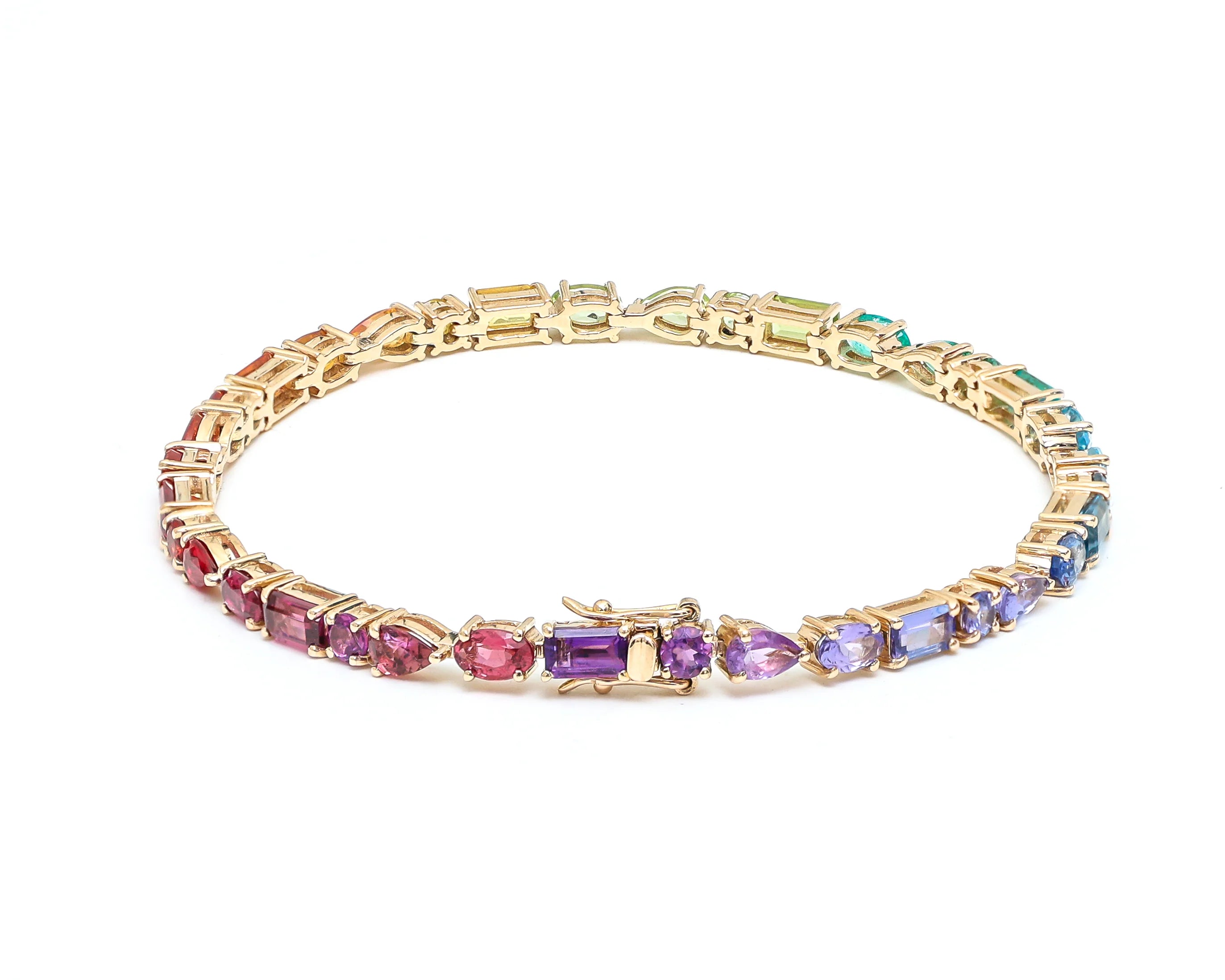 Pulsera Tenis Rainbow multi shape 14k 8.5 cts