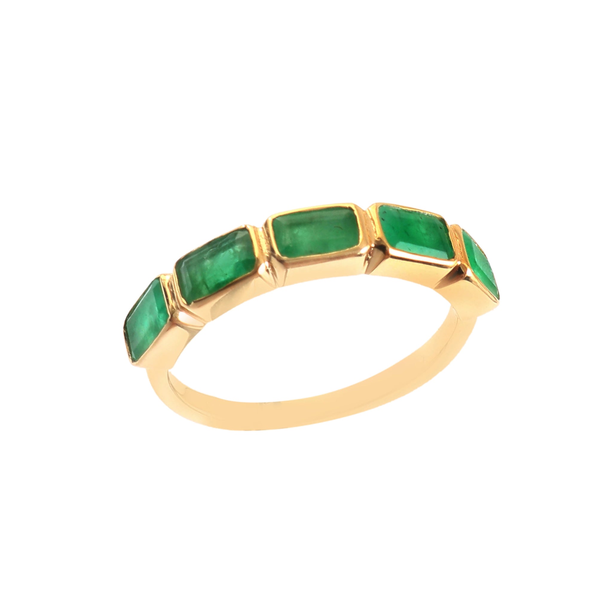 Anillo En Oro Amarillo De 14K Con Esmeralda 1.56 Ct