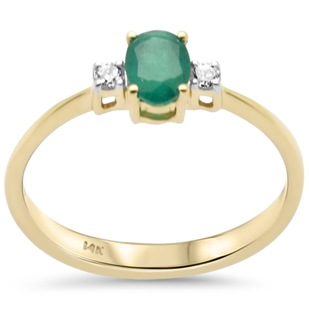 Anillo De Esmeralda Y Diamante En Oro Amarillo De 14K .45Ct