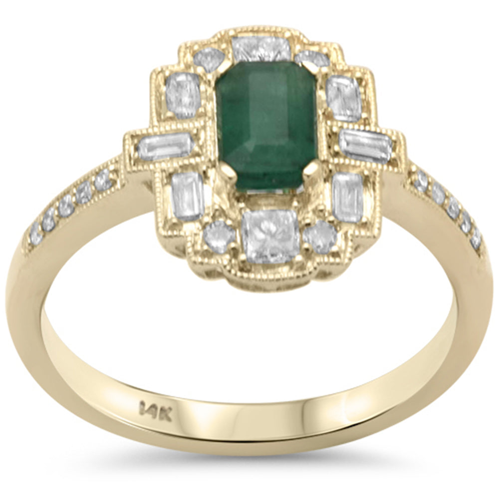 Anillo De Esmeralda Y Diamante En Oro Amarillo De 14K .94Ct