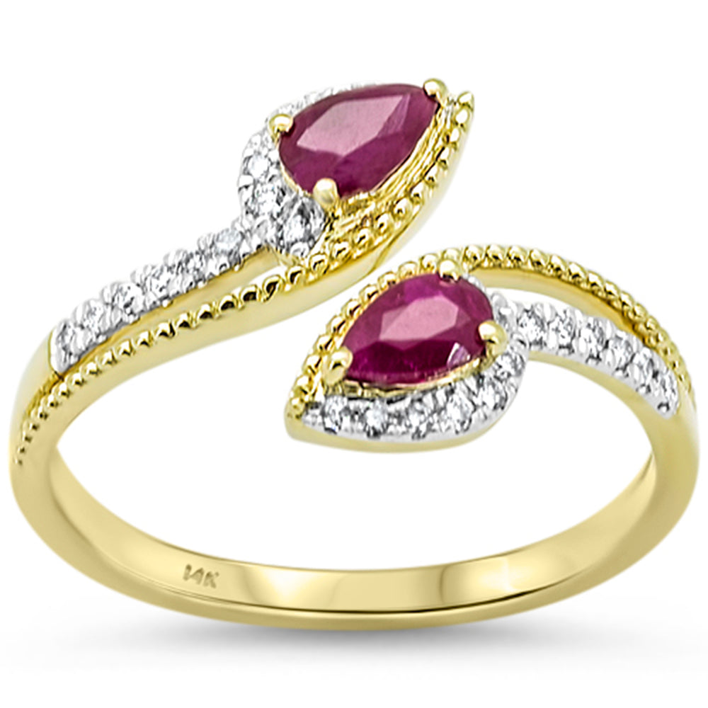 Anillo De Rubí Y Diamante En Oro Amarillo De 14K .78Ct
