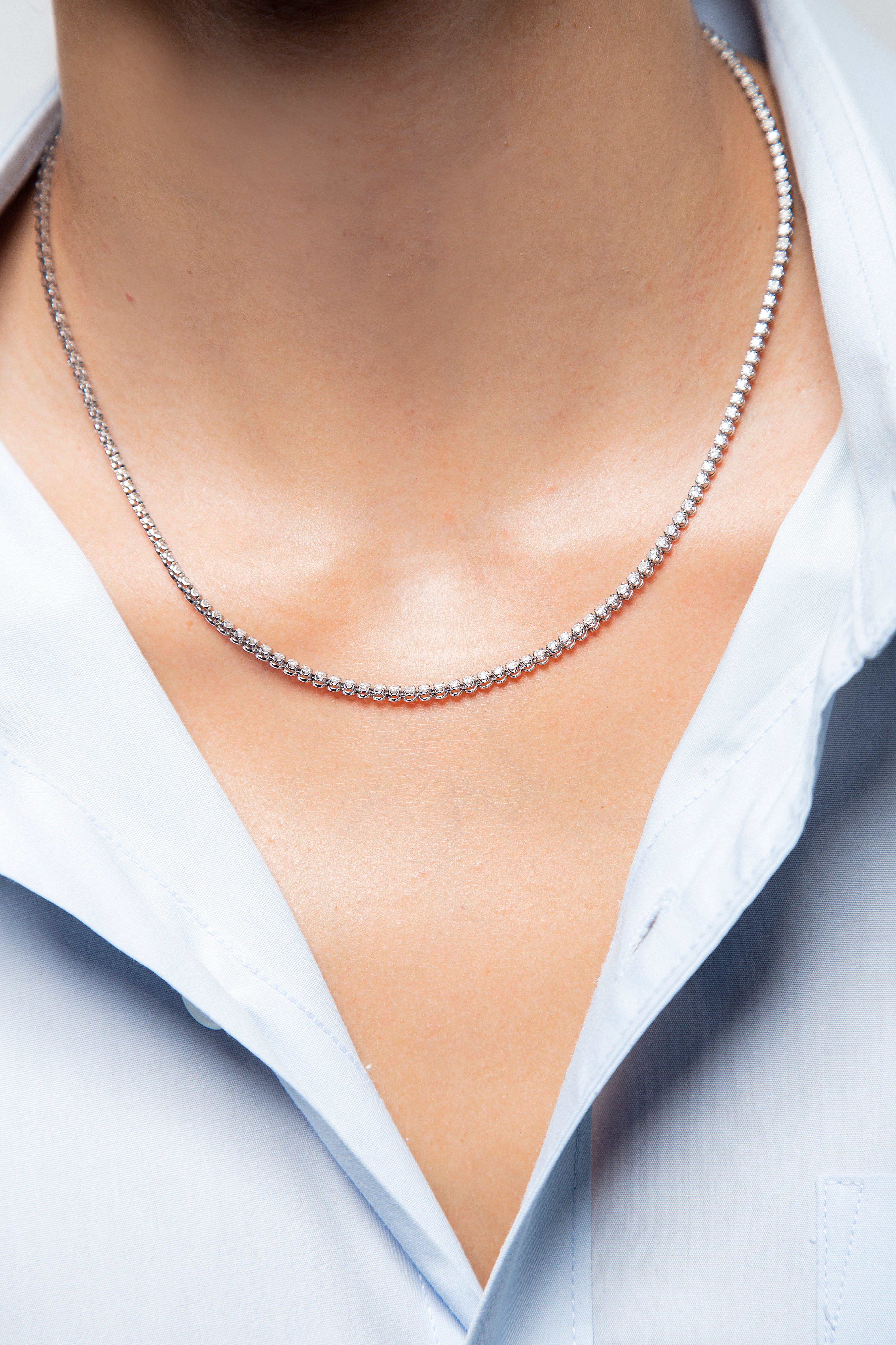 Collar Tennis Buttercup Diamante Oro Blanco 14K 3.25 ct.