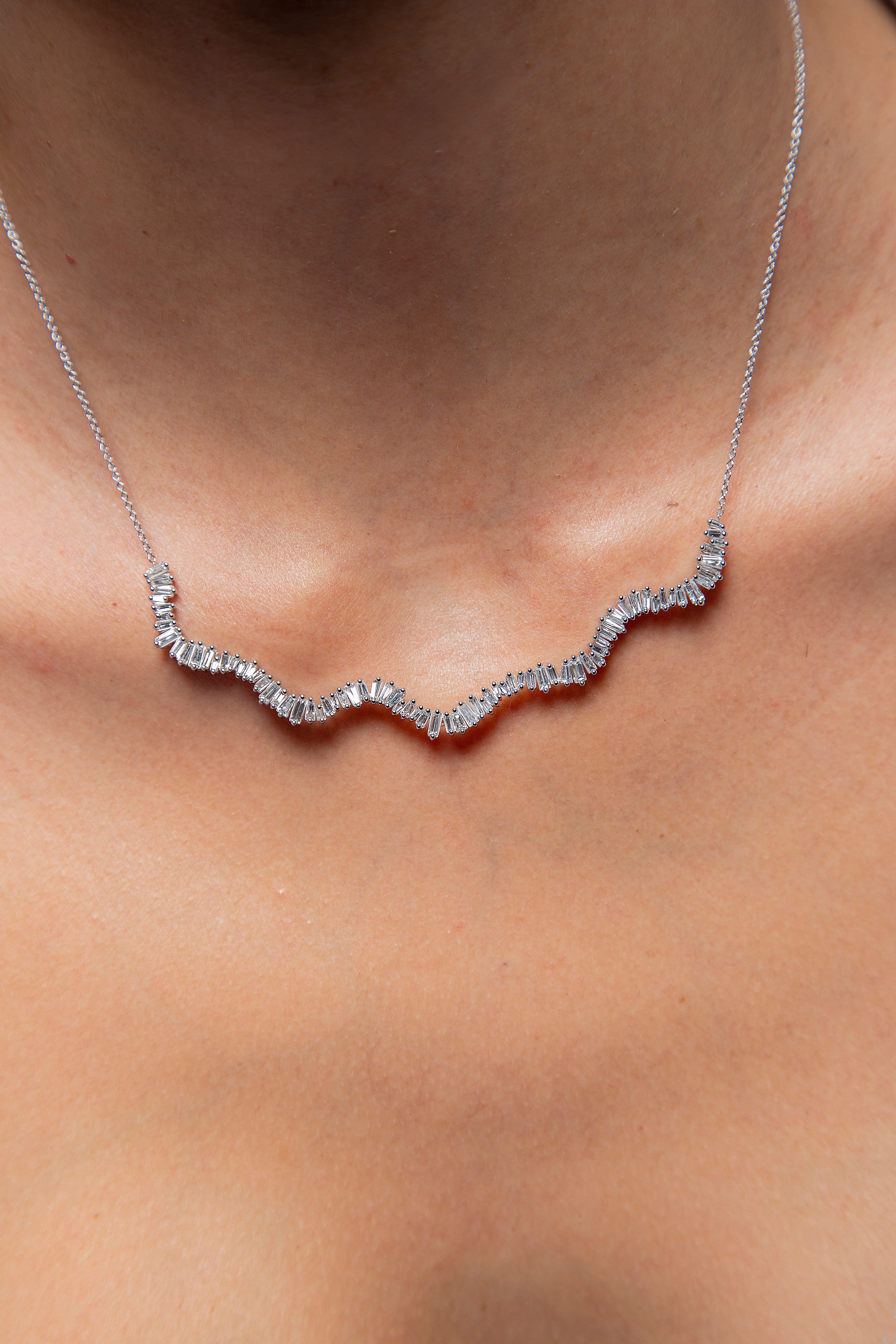 Collar Baguette Diamante Oro Blanco 14K 1.84 ct.