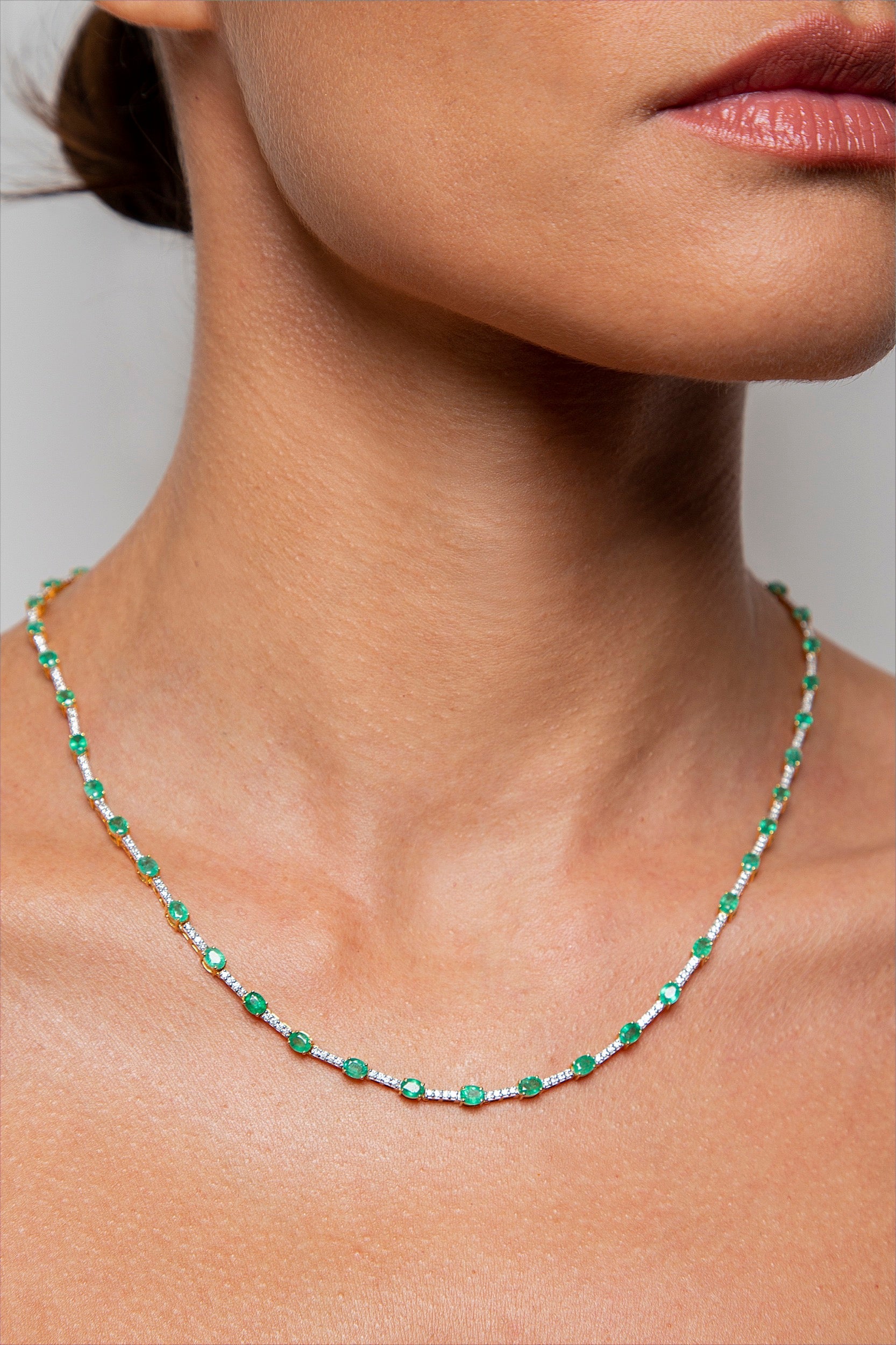 Collar Diamante Esmeralda Oro Amarillo 14K 8.44 ct.