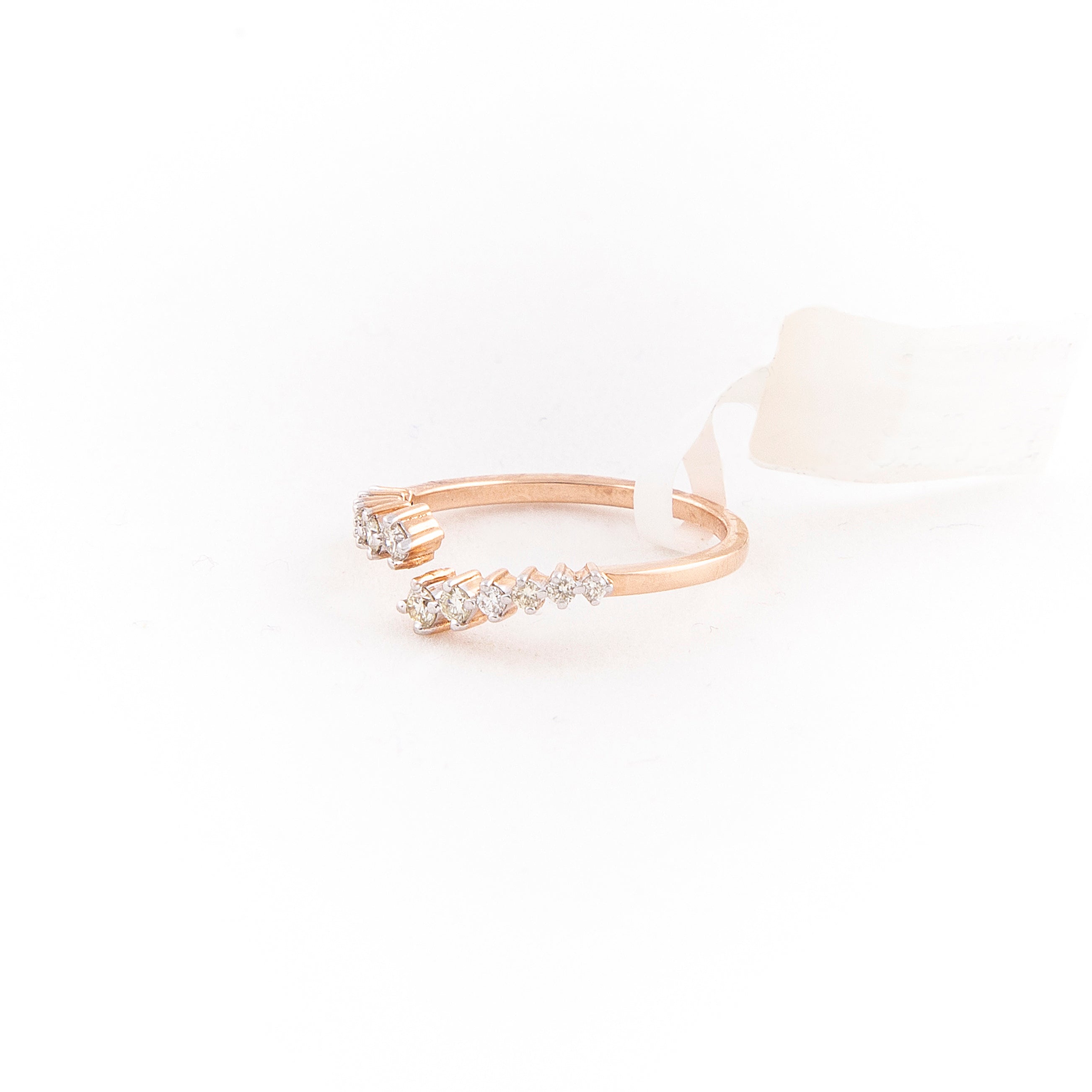 Anillo Bypass Diamante Oro Rosa 14K 0.2 ct.