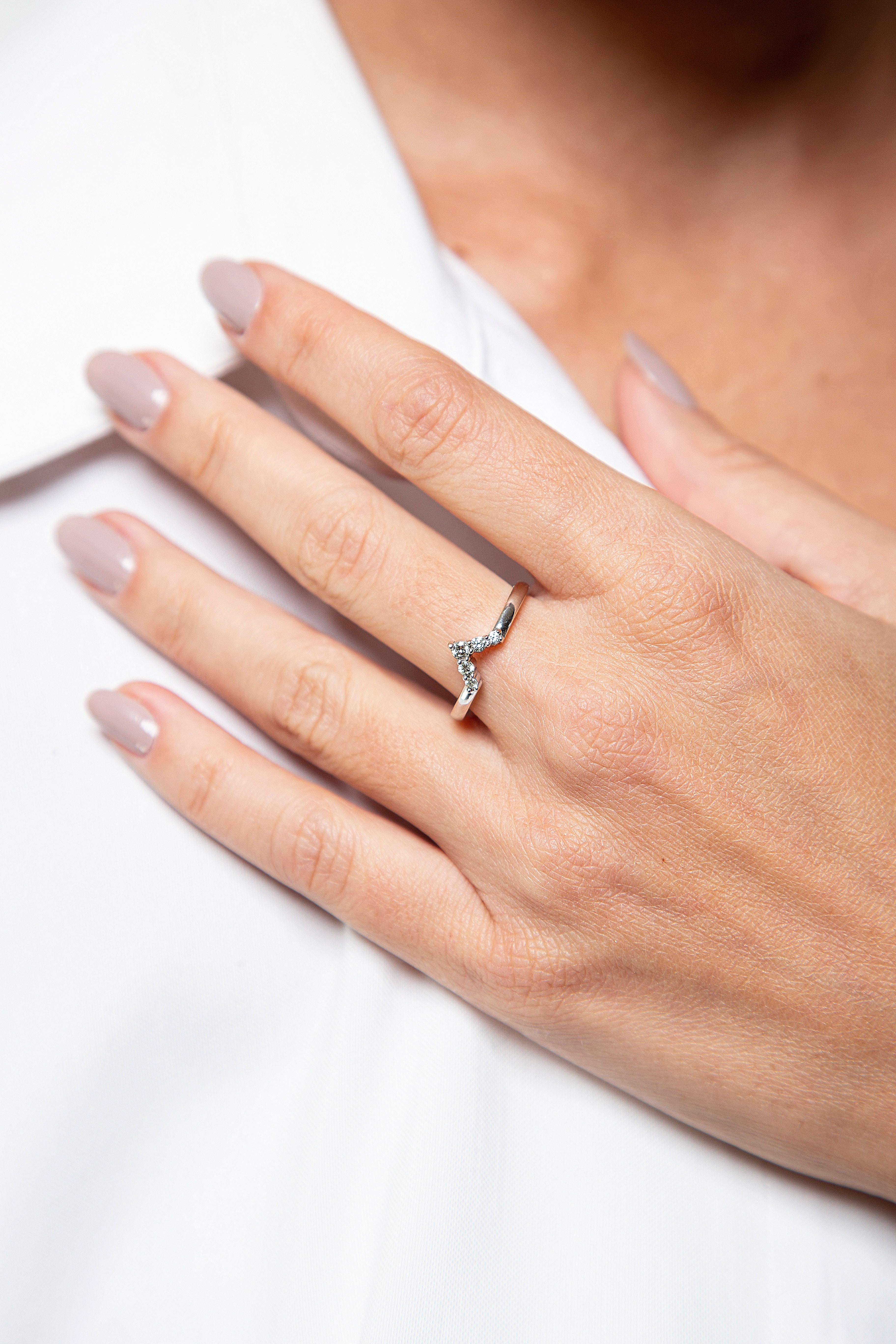 Anillo Pave Diamante Oro Blanco 14K 0.18 ct.