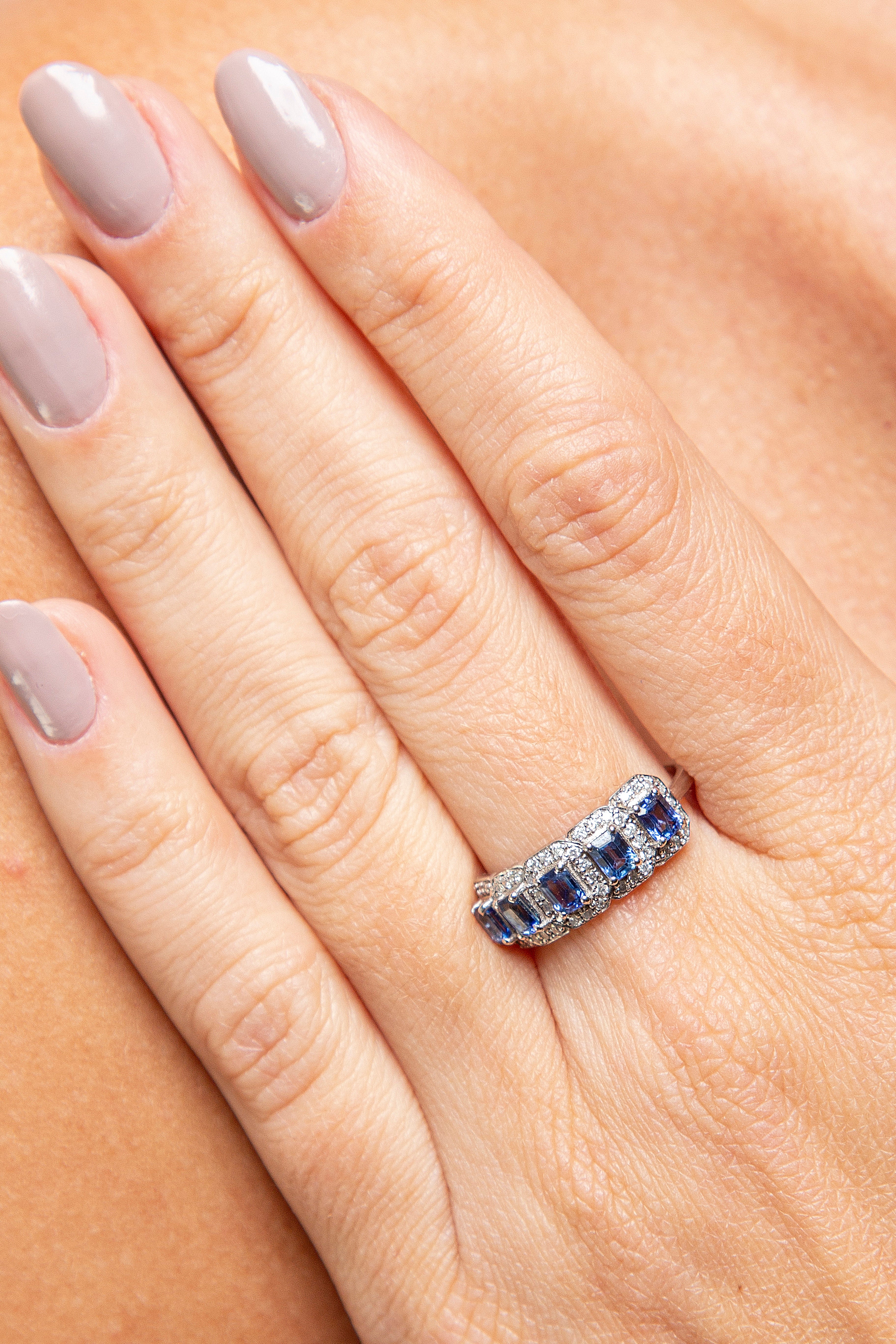 Anillo Diamante Zafiro Oro Blanco 14K 1.4 ct.