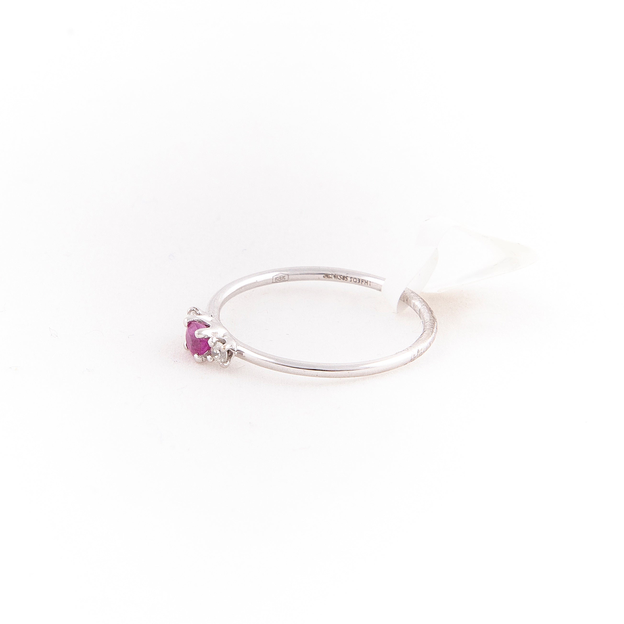 Anillo Diamante Rubí Oro Blanco 14K 0.27 ct.