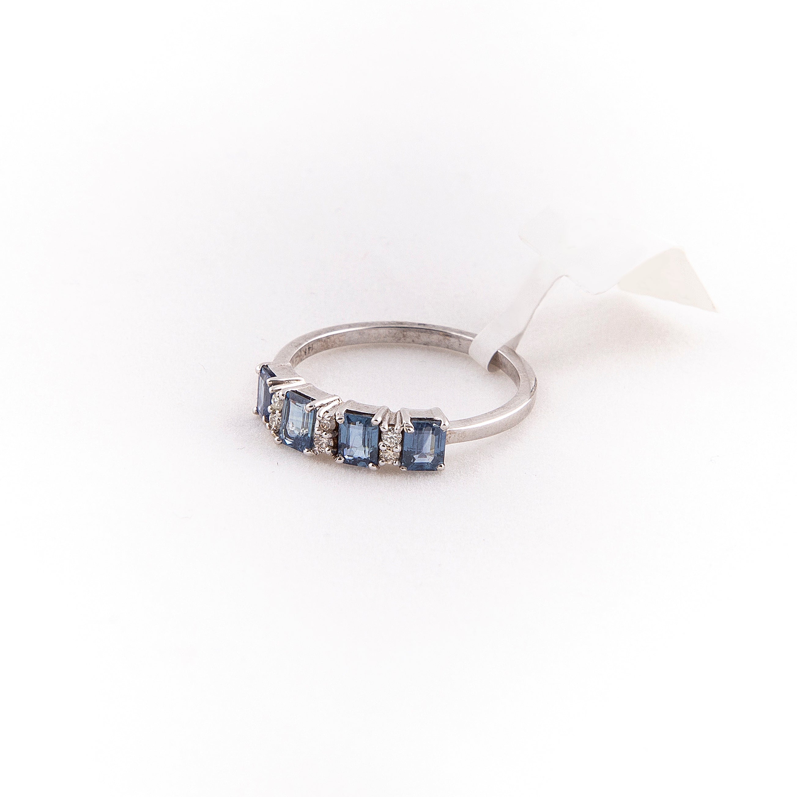 Anillo Churumbela Diamante Zafiro Oro Blanco 14K 1.21 ct.