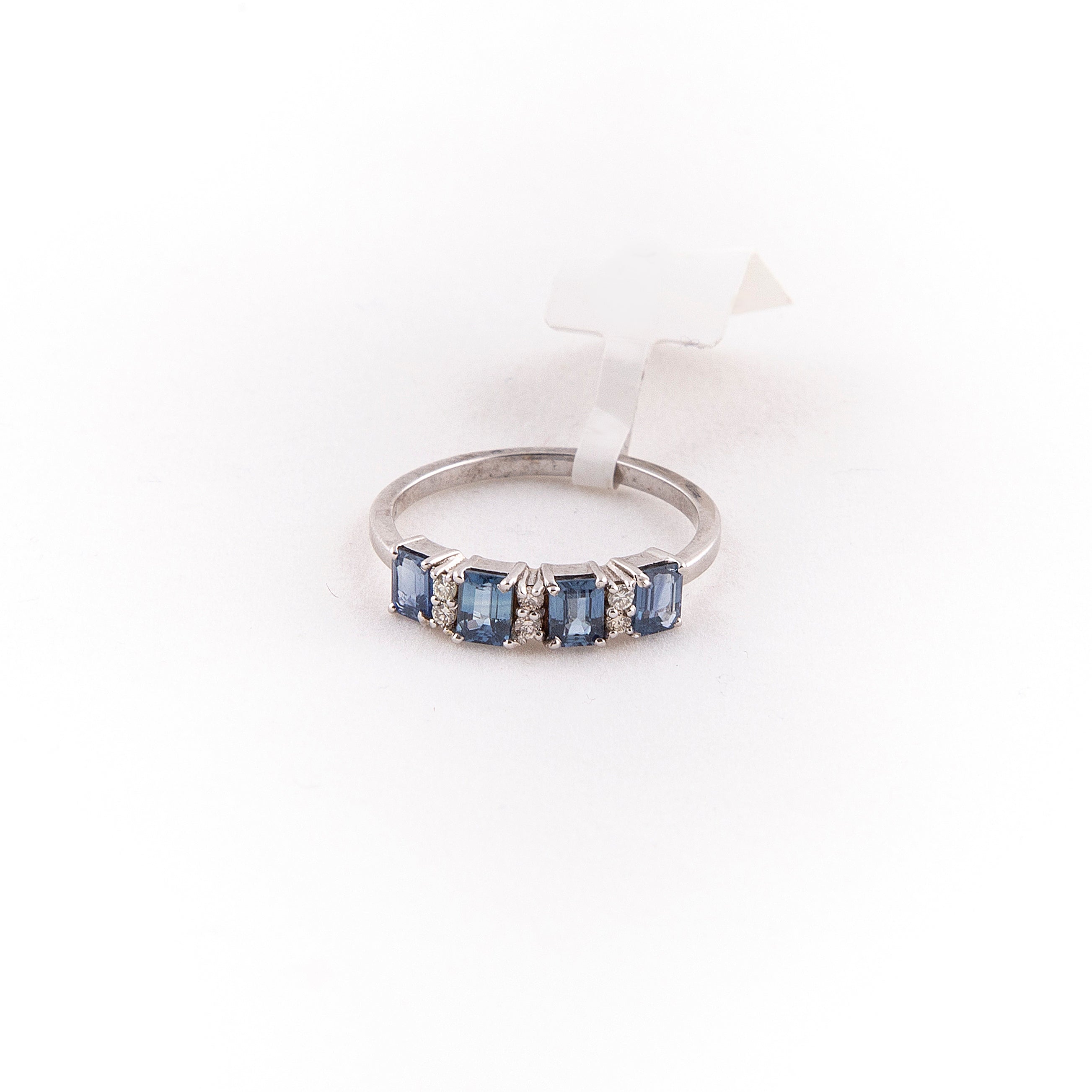 Anillo Churumbela Diamante Zafiro Oro Blanco 14K 1.21 ct.