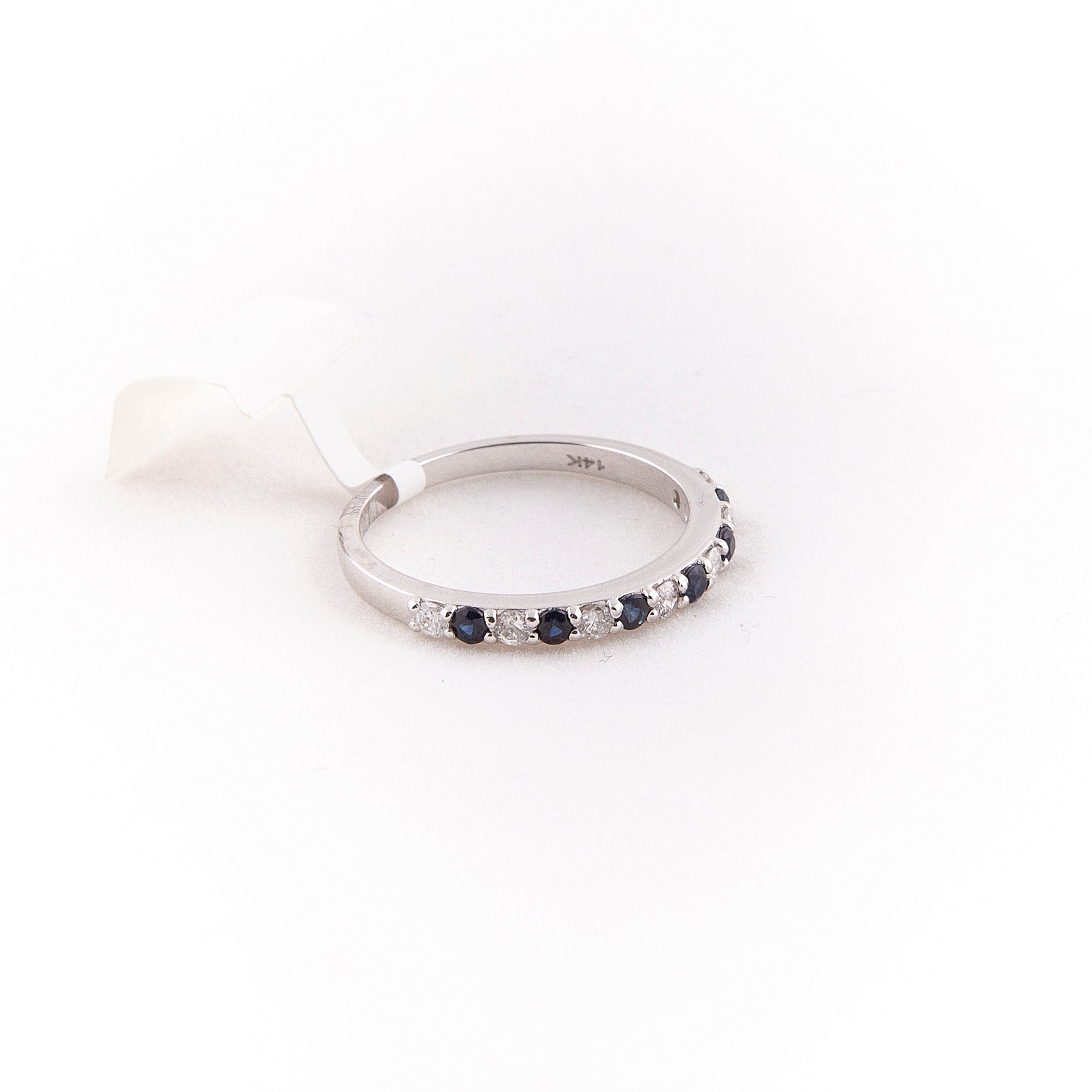 Anillo Churumbela Diamante Zafiro Oro Blanco 14K 0.52 ct.