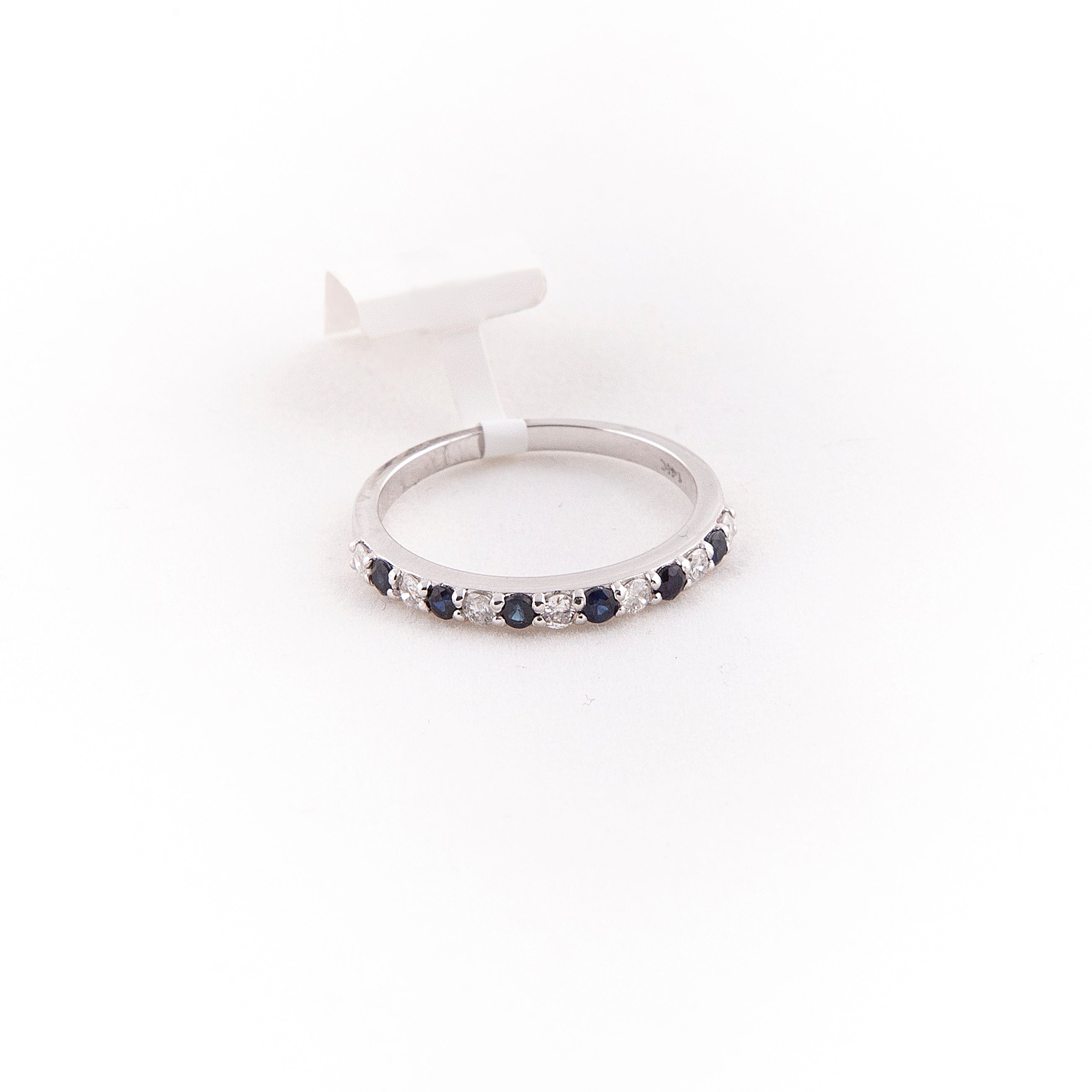 Anillo Churumbela Diamante Zafiro Oro Blanco 14K 0.52 ct.