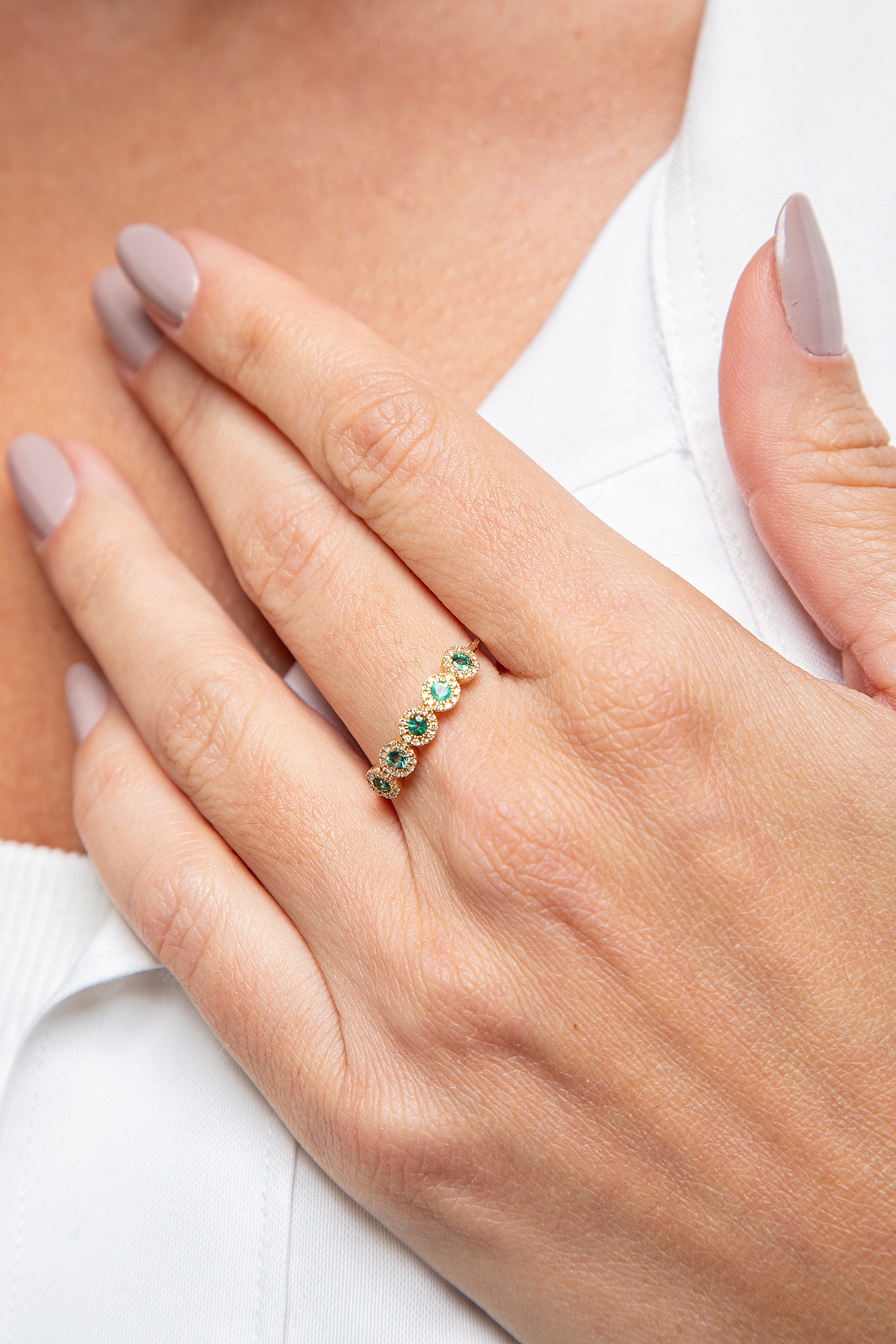 Anillo Diamante Esmeralda Oro Amarillo 14K 0.27 ct.