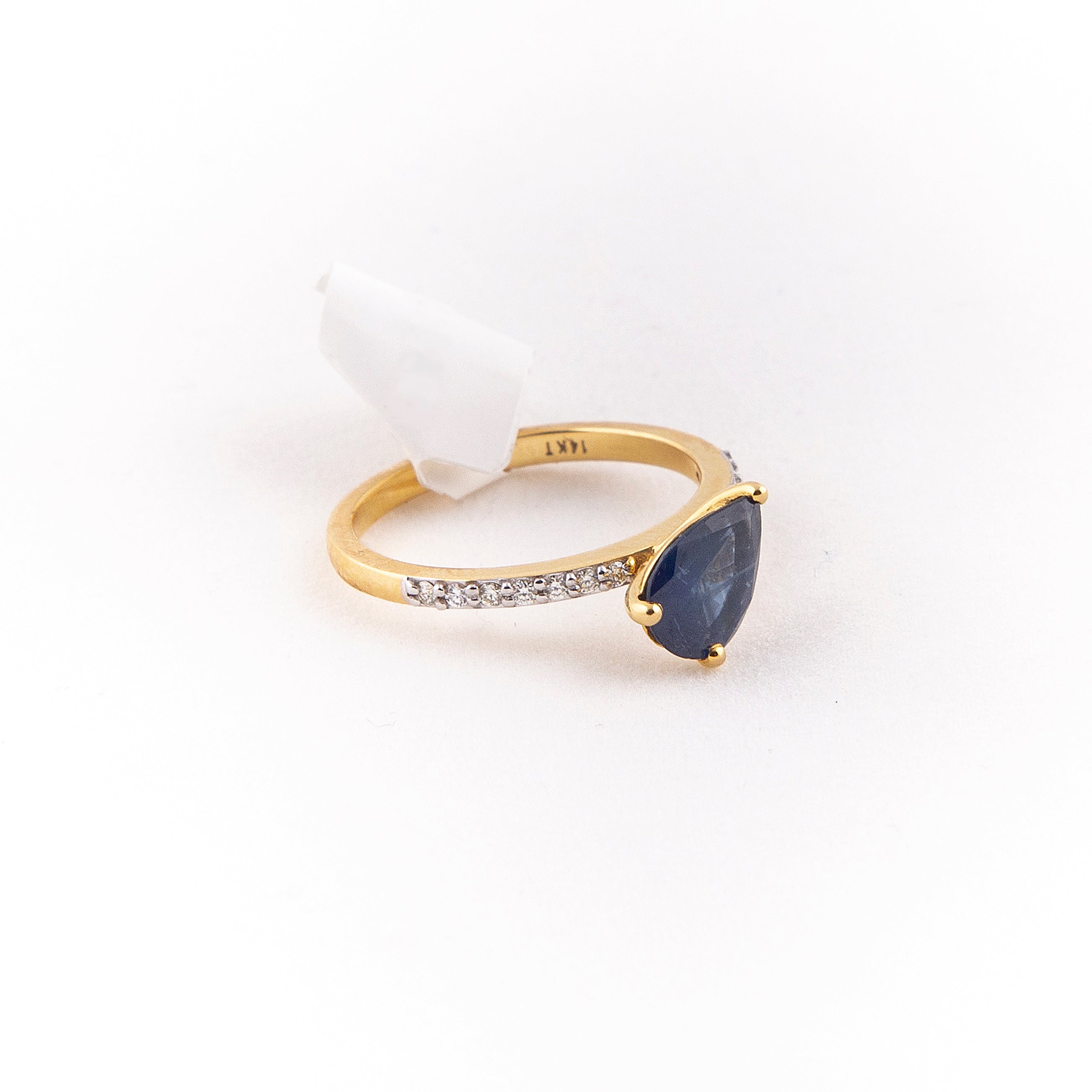 Anillo Pave Diamante Zafiro Oro Amarillo 14K 1.68 ct.