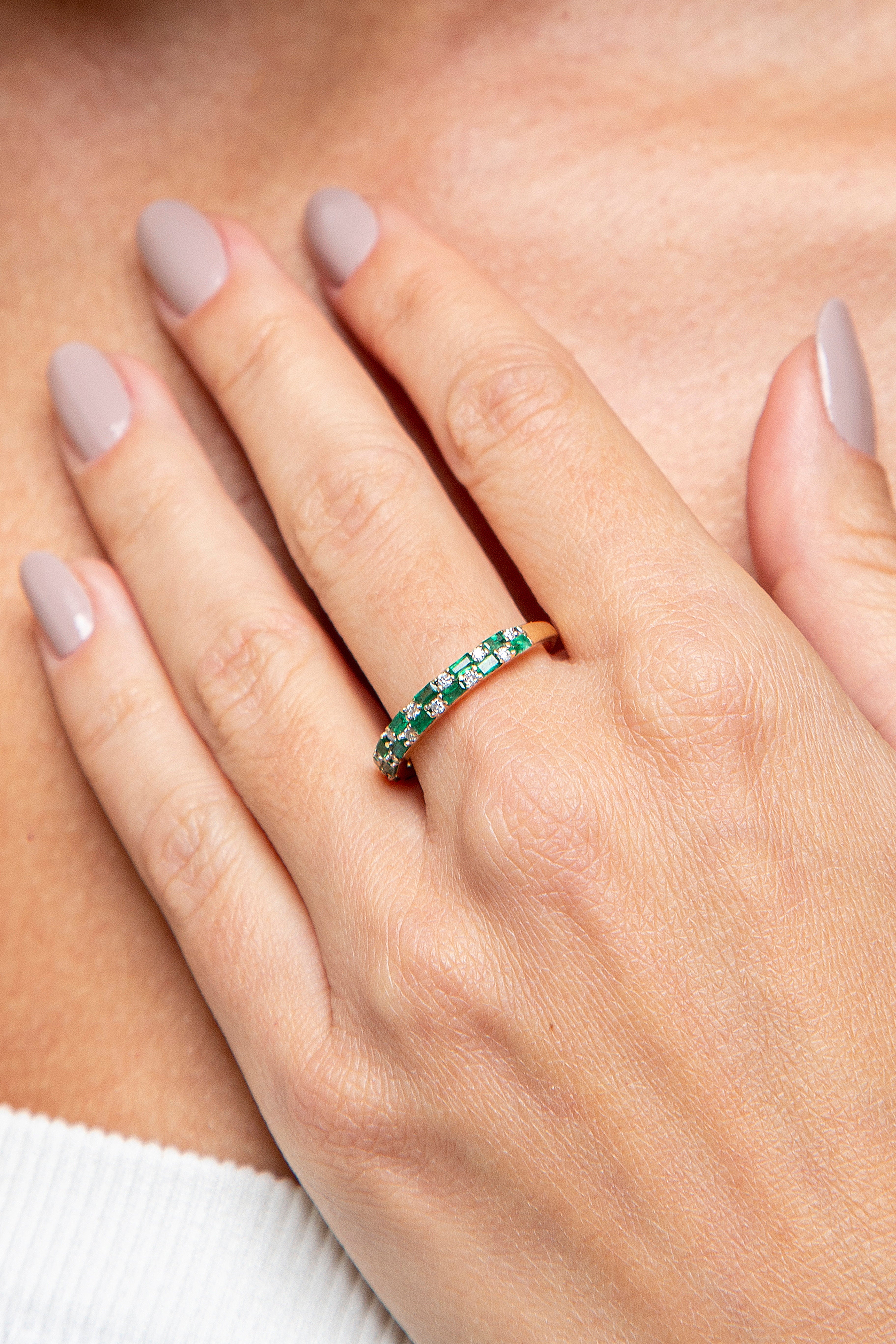 Anillo Churumbela Diamante Esmeralda Oro Amarillo 14K 0.74 ct.