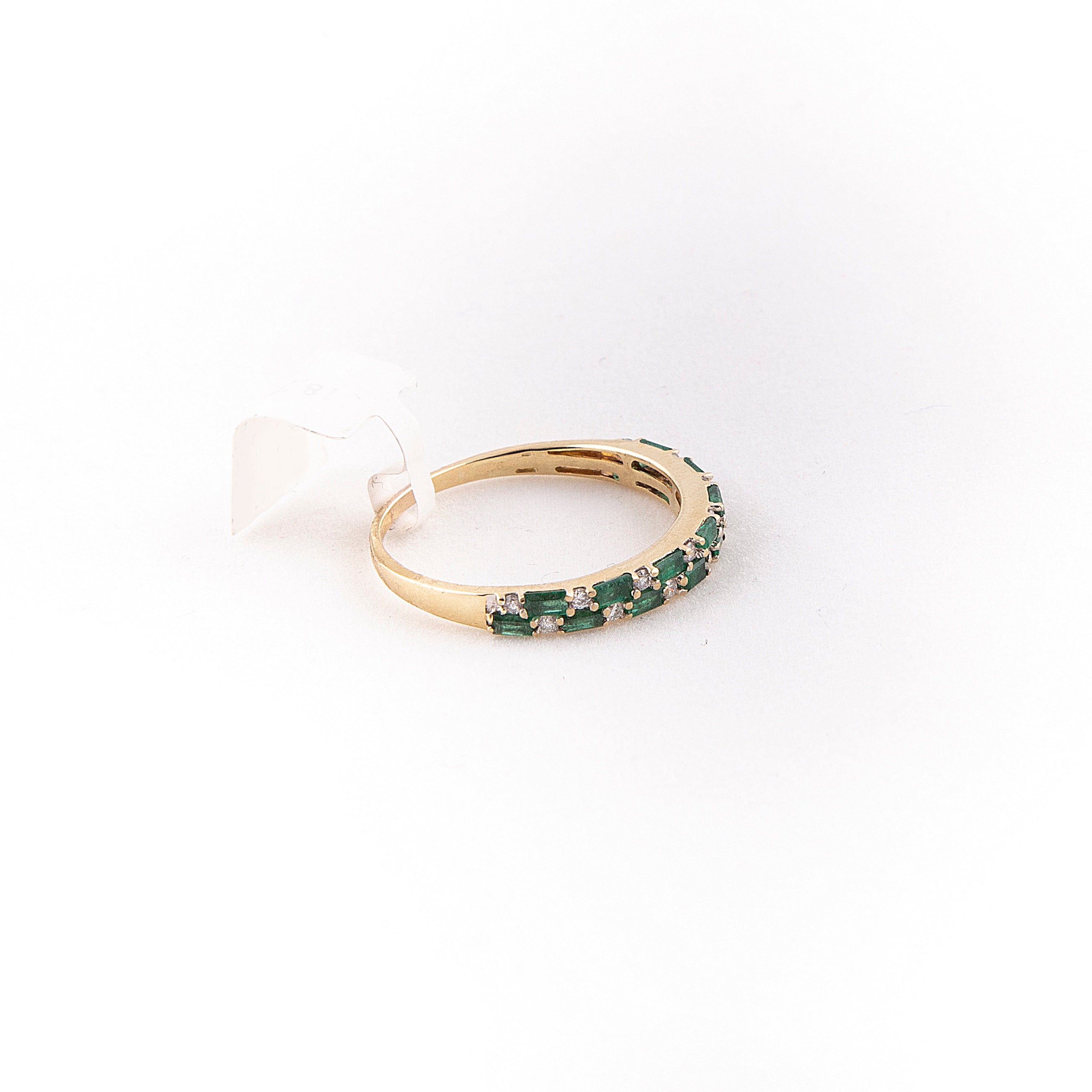 Anillo Churumbela Diamante Esmeralda Oro Amarillo 14K 0.74 ct.