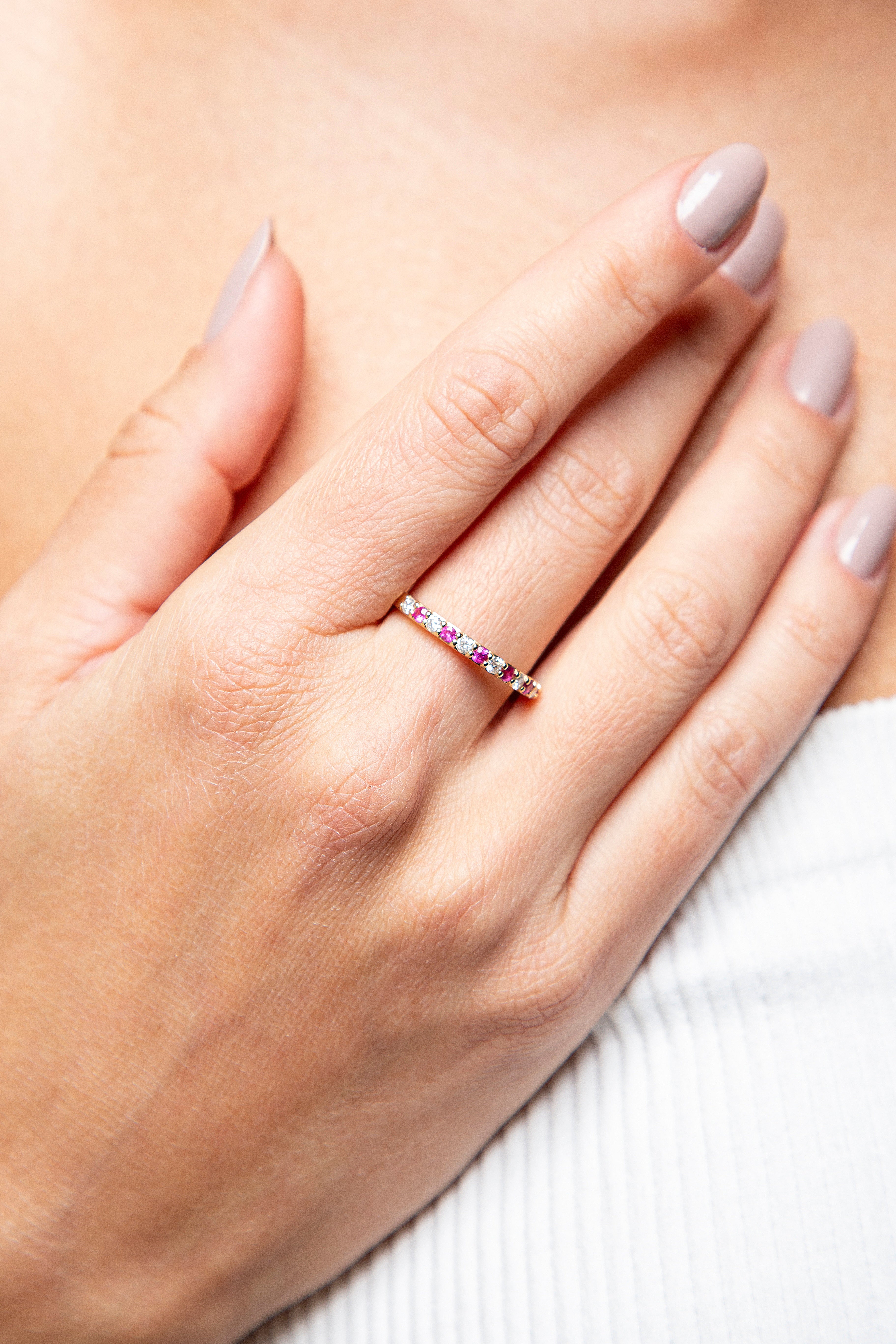 Anillo Churumbela Diamante Rubí Oro Amarillo 14K 0.45 ct.