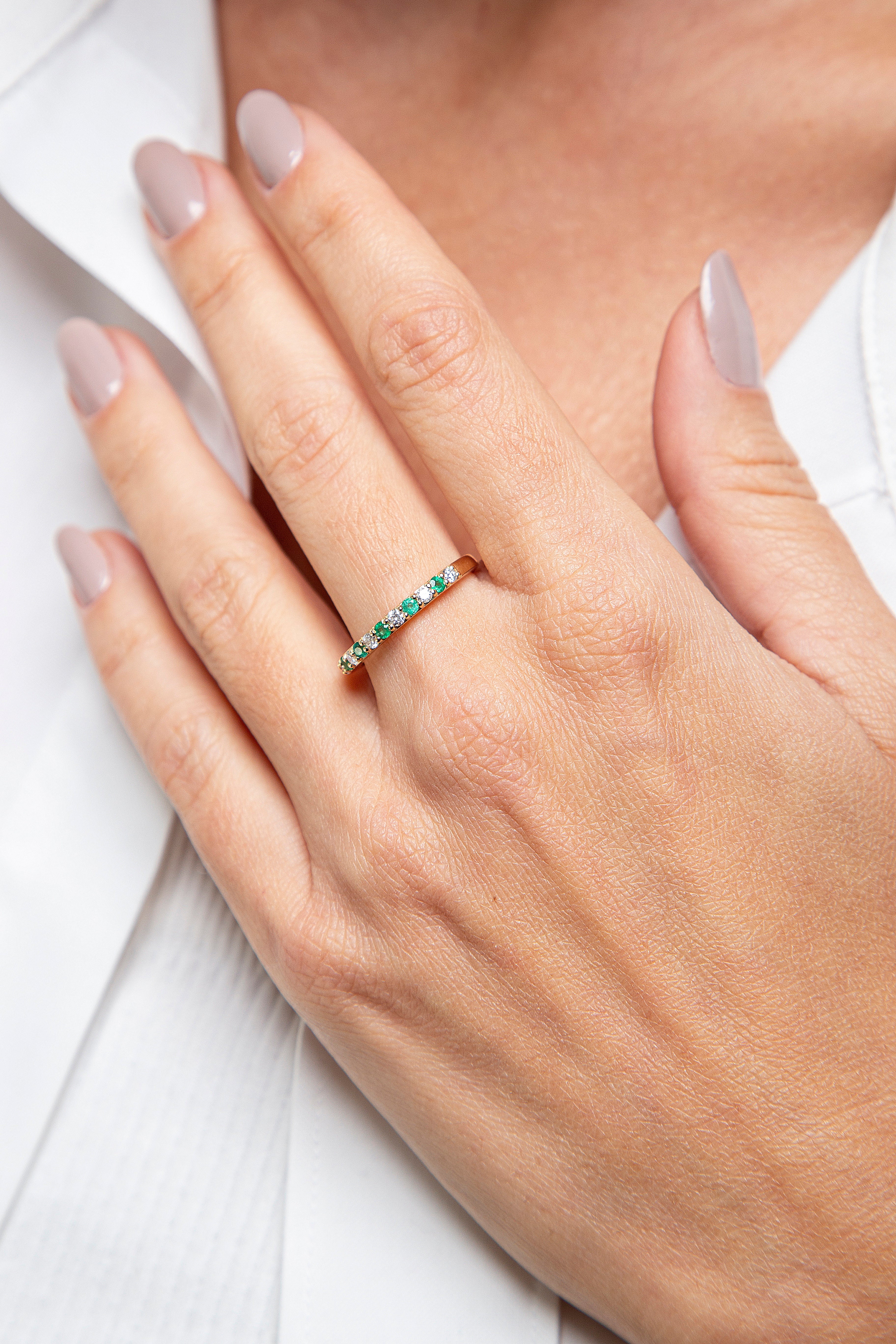 Anillo Churumbela Diamante Esmeralda Oro Amarillo 14K 0.39 ct.