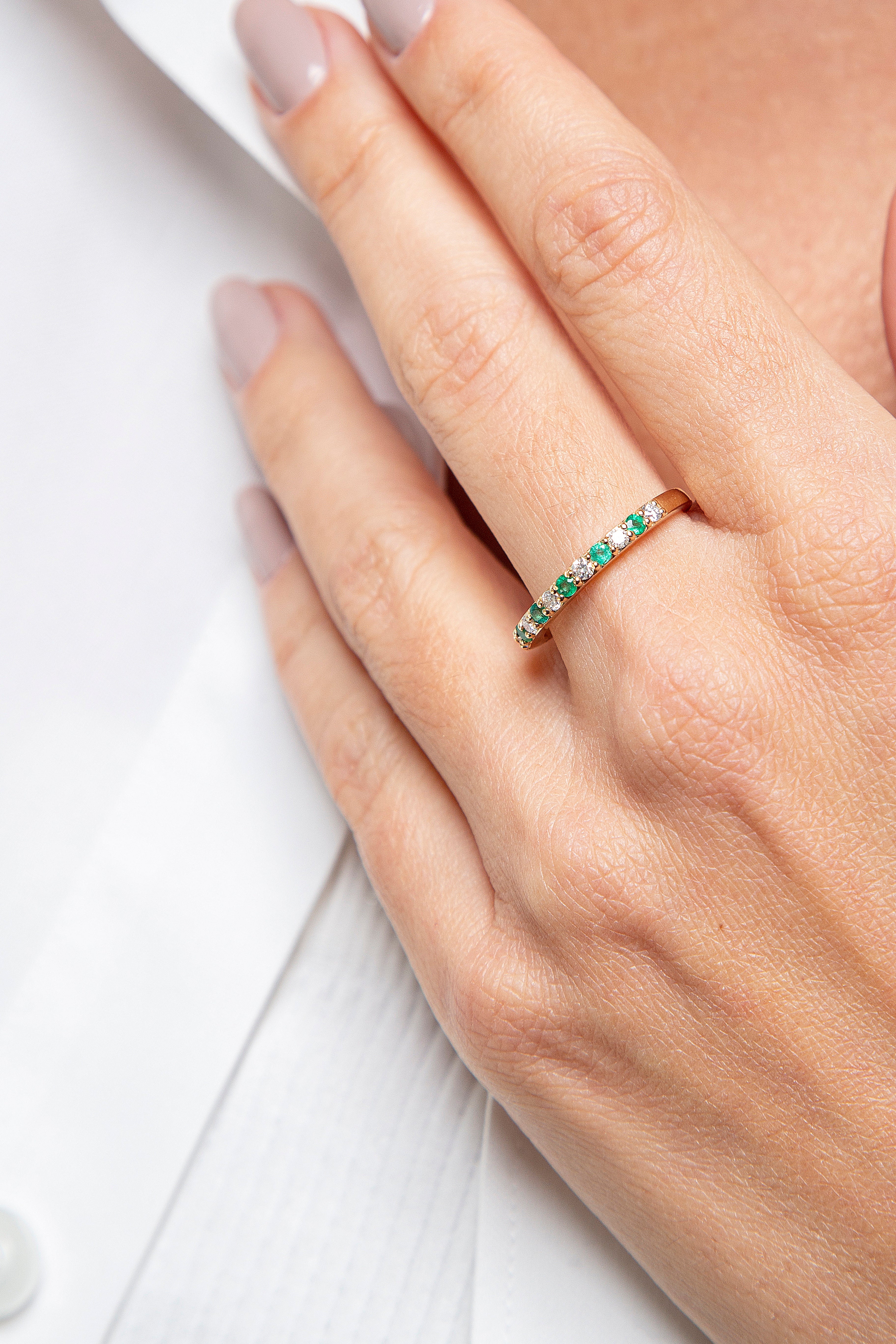 Anillo Churumbela Diamante Esmeralda Oro Amarillo 14K 0.39 ct.