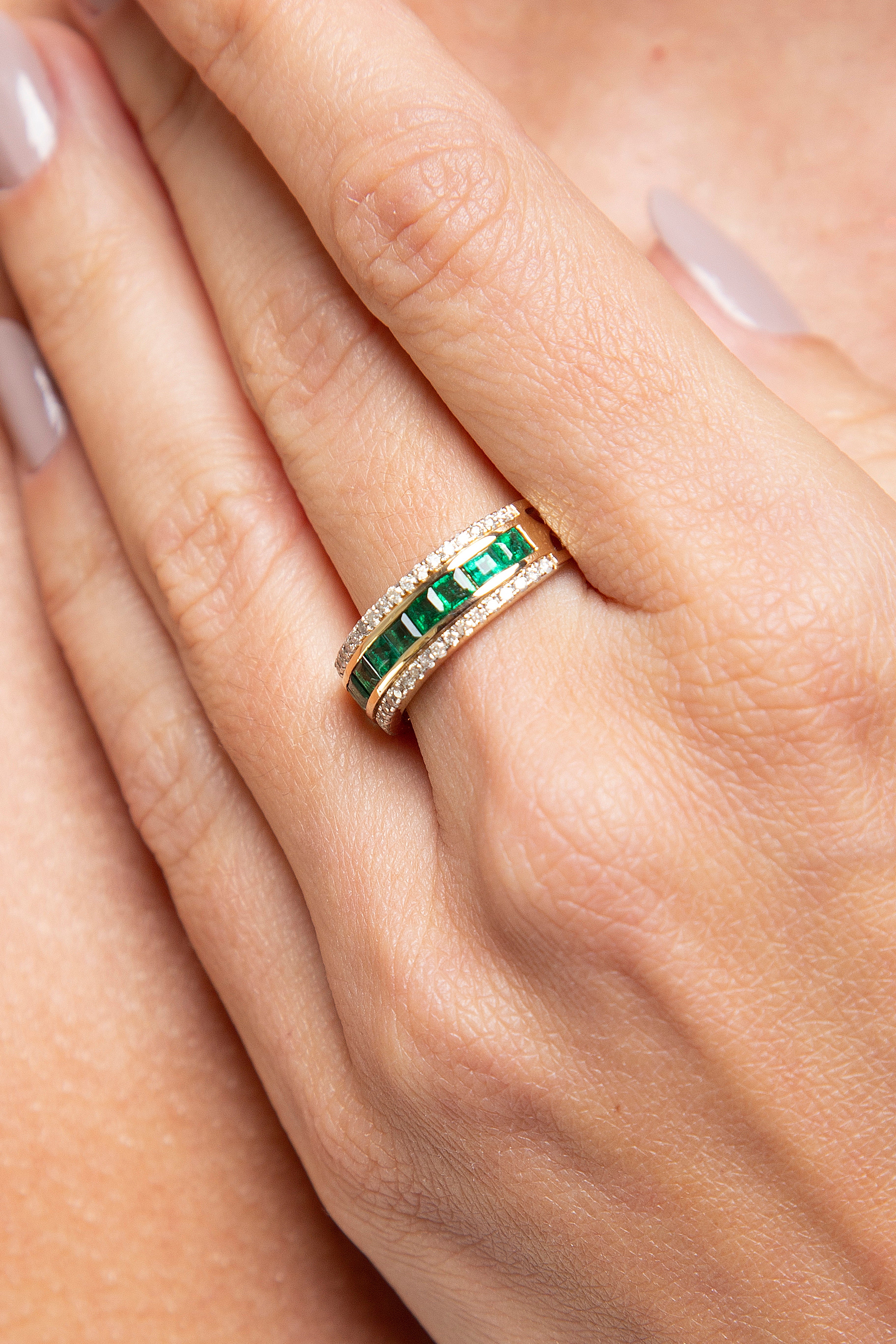 Anillo Churumbela Diamante Esmeralda Oro Amarillo 14K 1.25 ct.