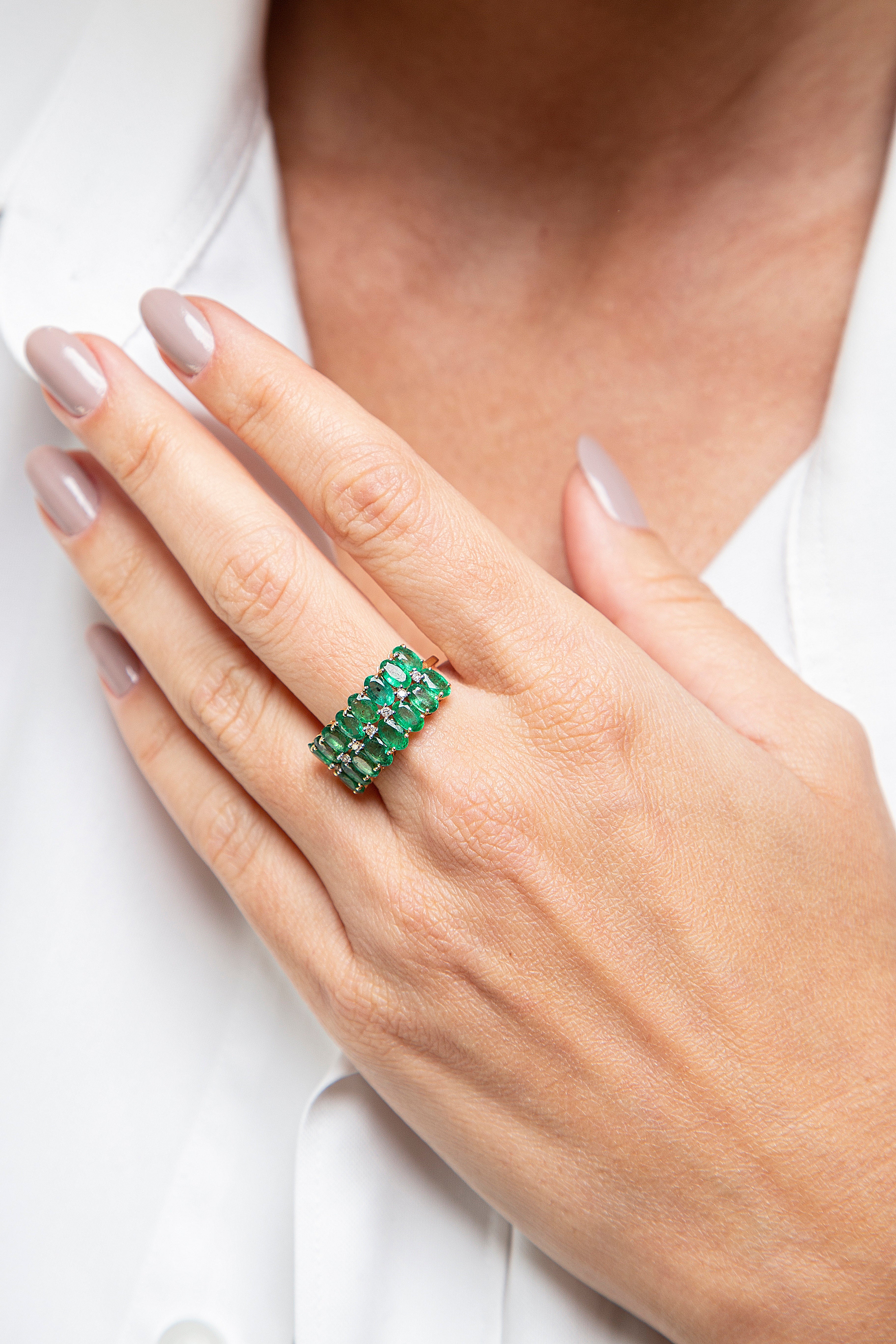 Anillo Diamante Esmeralda Oro Amarillo 14K 3.51 ct.