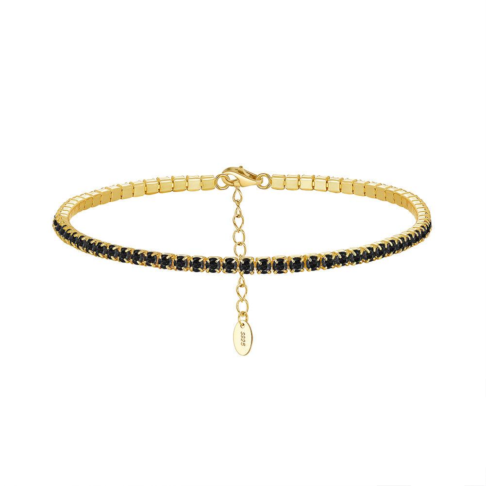 Pulsera Tennis Plata S925 Baño de oro 14k 6.5+2.0