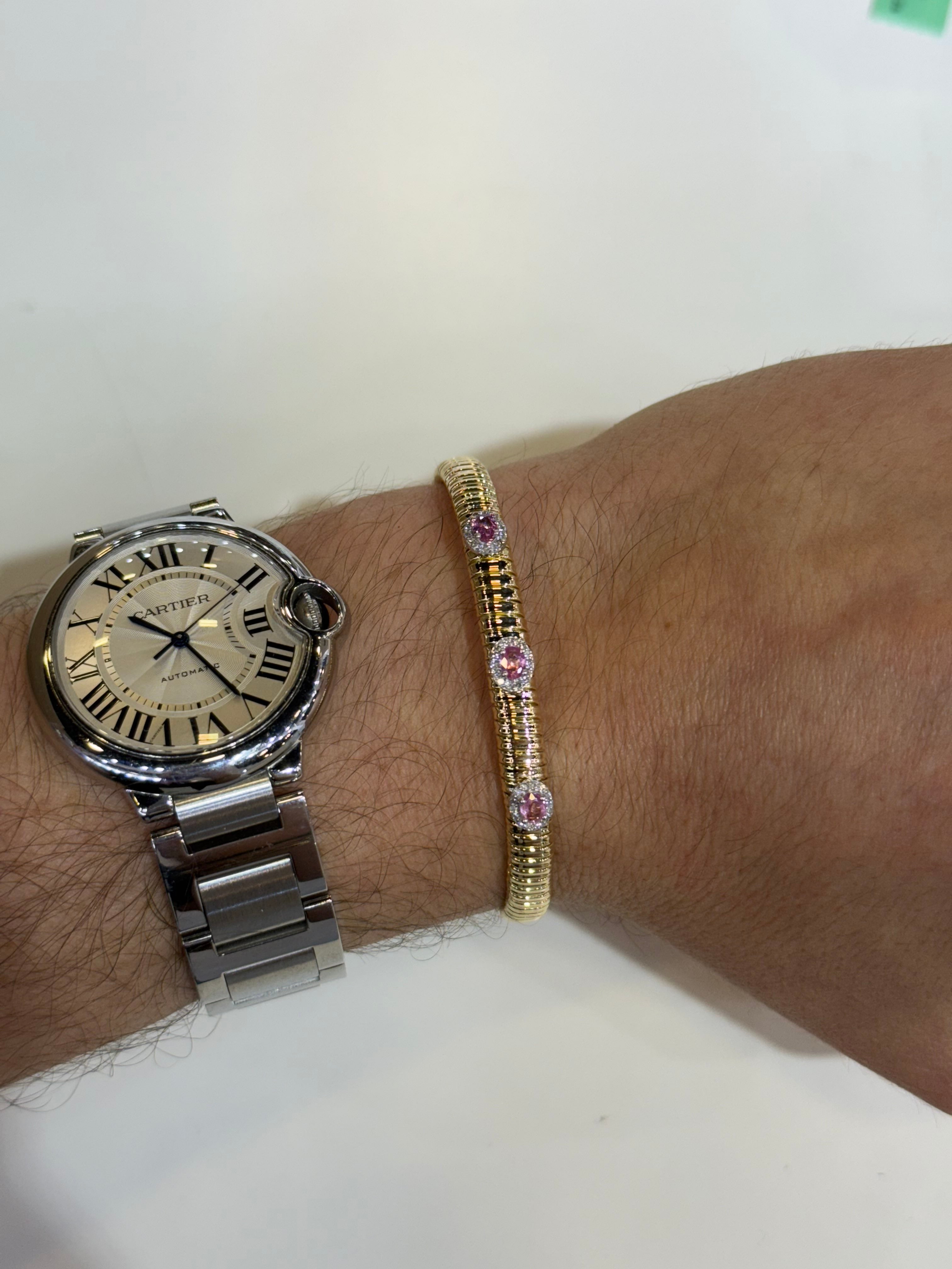 Pulsera de Oro Amarillo 14K con Diamante y Zafiro
