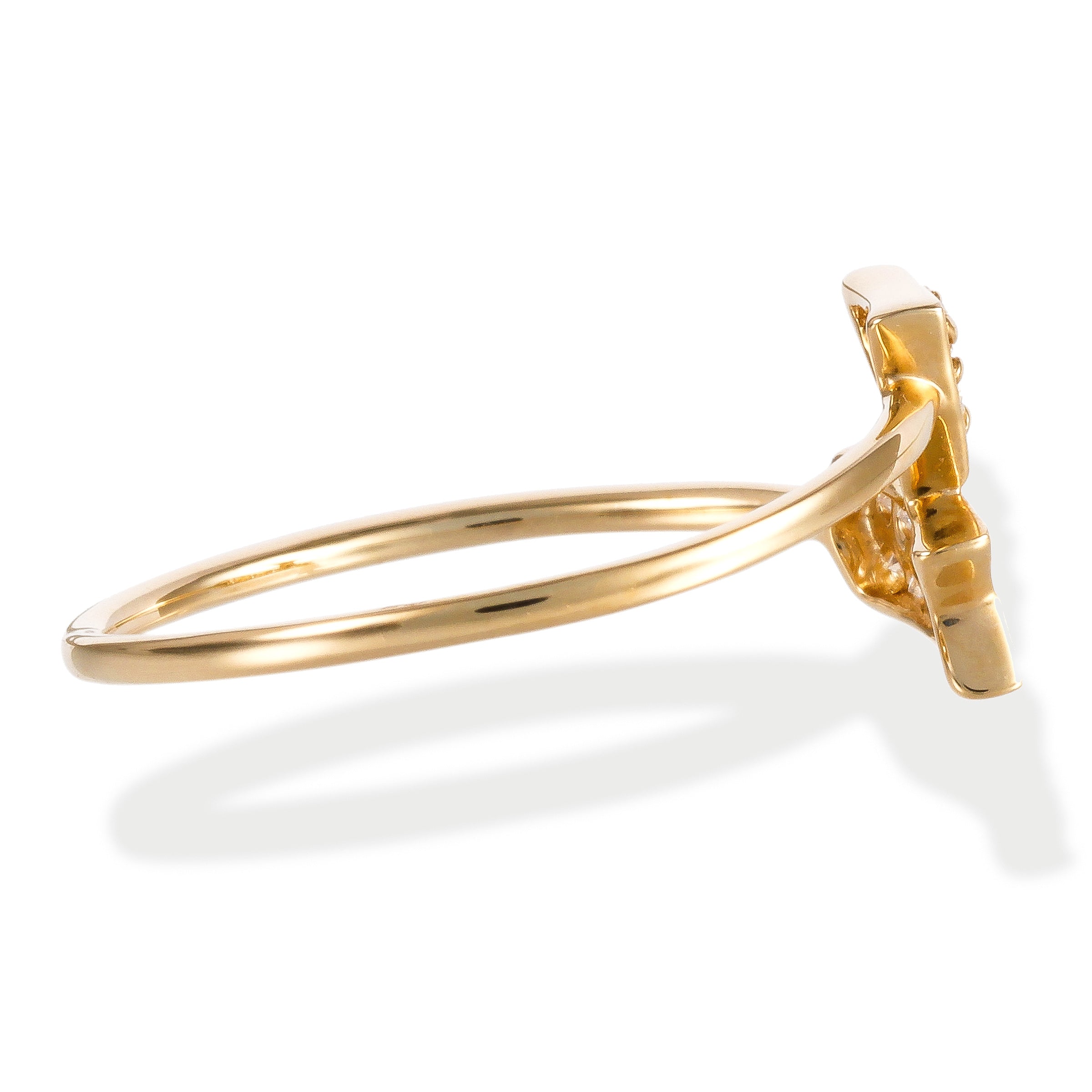 Anillo En Forma De Flecha De Diamante De Oro Amarillo De 14K 0.12 Ct.