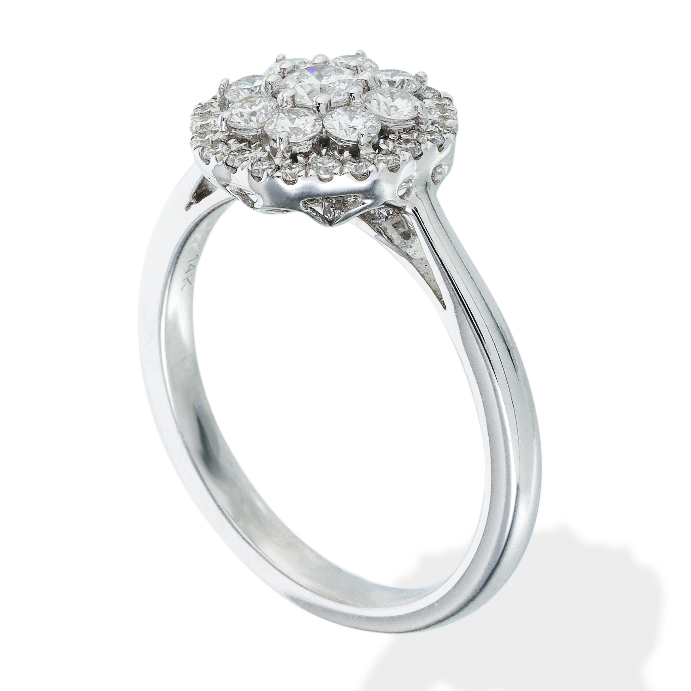 Anillo De Oro Blanco De 14K Y Diamantes 0.6 Ct.