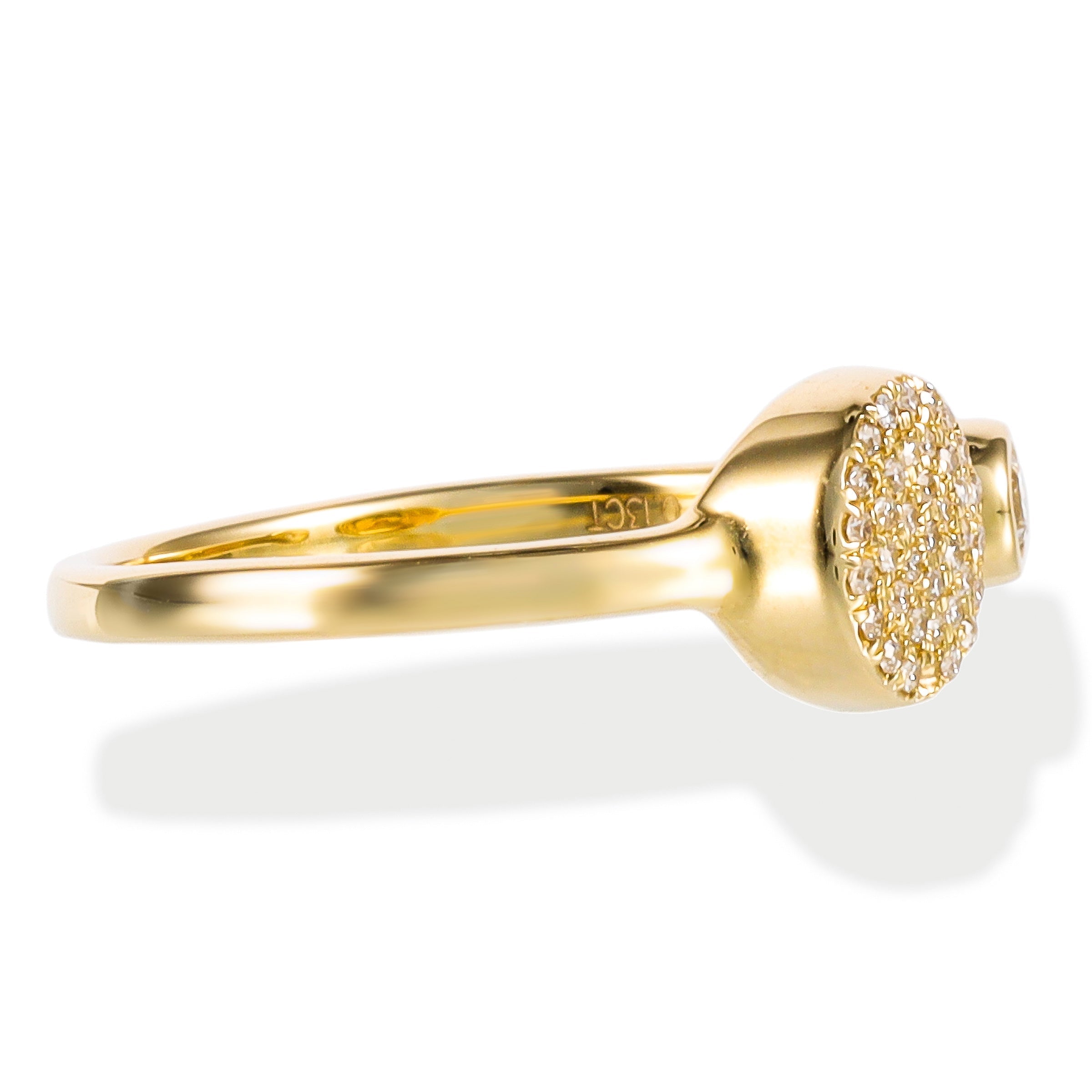 Anillo De Disco Redondo De Diamante 0.13 Ct.