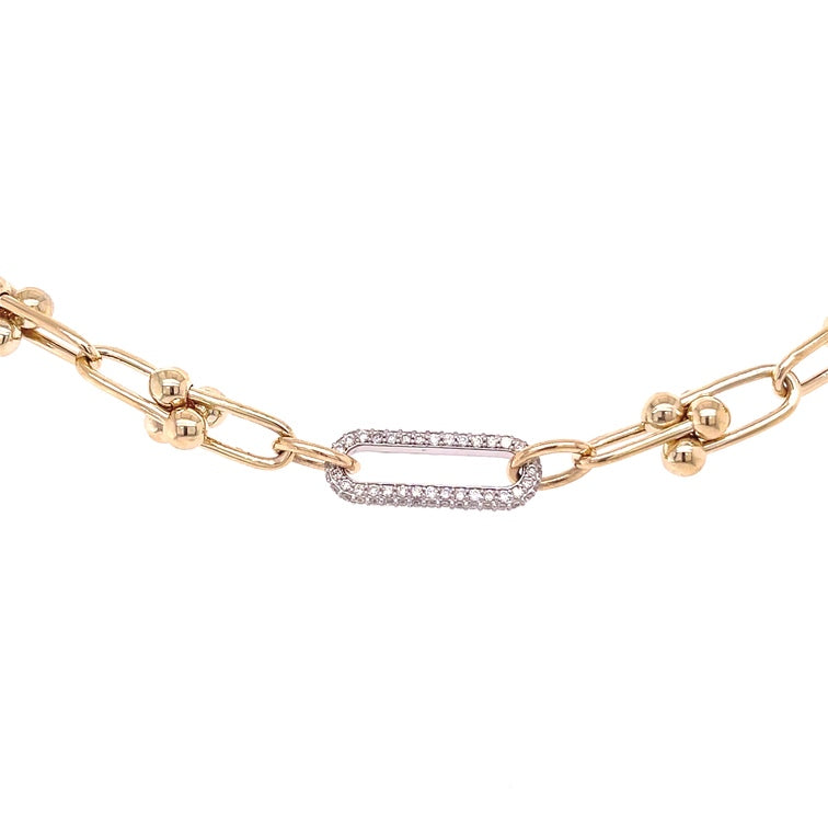 Enlace U De Oro De 14 Quilates Con Brazalete De Un Eslabón De Diamantes 0.72 Ct.