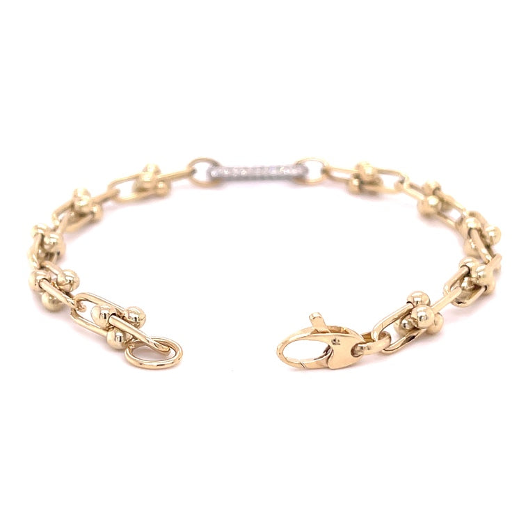 Enlace U De Oro De 14 Quilates Con Brazalete De Un Eslabón De Diamantes 0.72 Ct.