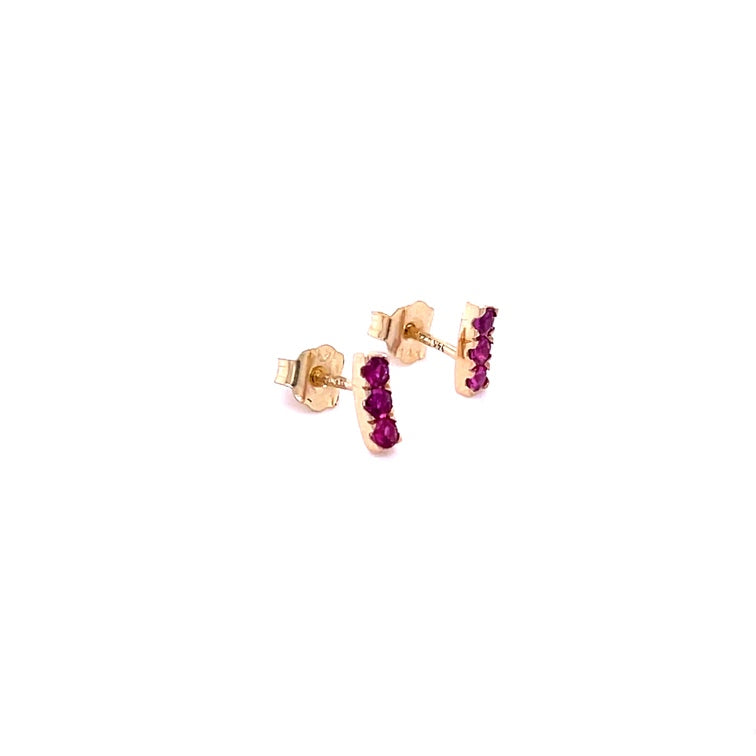 Pendiente De Rubí De Oro Amarillo De 14Kt 0.22 Ct.