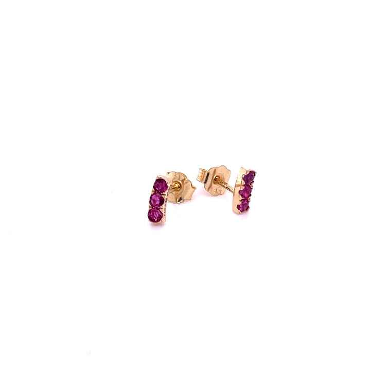Pendiente De Rubí De Oro Amarillo De 14Kt 0.22 Ct.