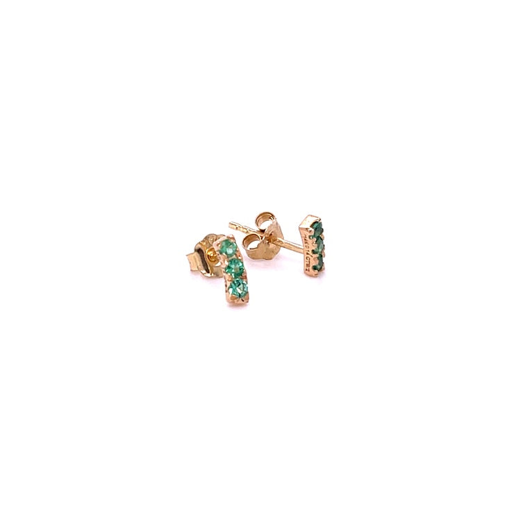 Pendiente De Esmeralda De Oro Amarillo De 14 Kt 0.14 Ct.