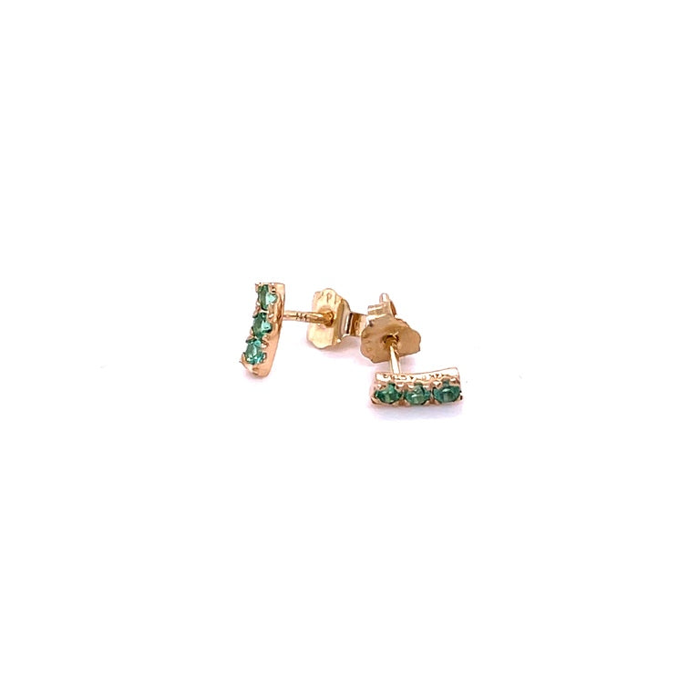 Pendiente De Esmeralda De Oro Amarillo De 14 Kt 0.14 Ct.
