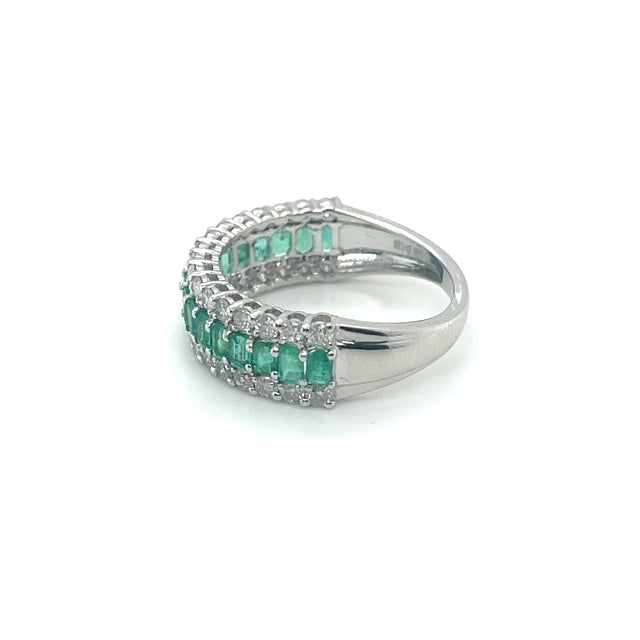 Anillo de Diamantes & Esmeralda en Oro Blanco de 14K 2.49ct