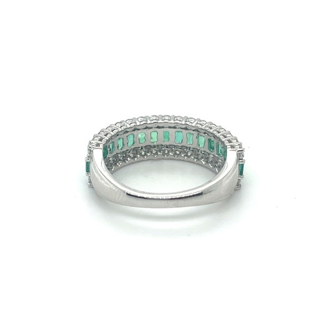 Anillo de Diamantes & Esmeralda en Oro Blanco de 14K 2.49ct