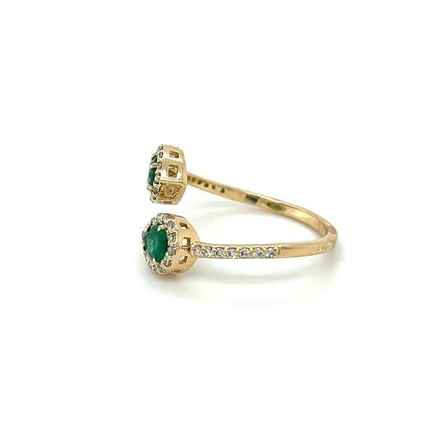 Anillo De Diamantes En Forma De Pera Esmeralda De 14 Quilates 0.88 Ct.