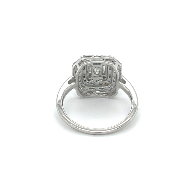 Anillo De Diamantes De Oro Blanco De 18 K 1.02 Ct.