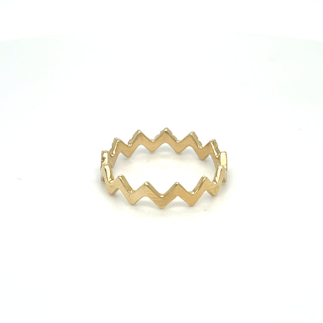 Anillo De Diamantes En Zig Zag De Medio Zig Zag De Oro Amarillo De 14K 0.19 Ct.